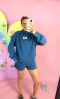 Women's Lulu Mac terry cloth mock neck sweatshirt, shown in one of two available colors