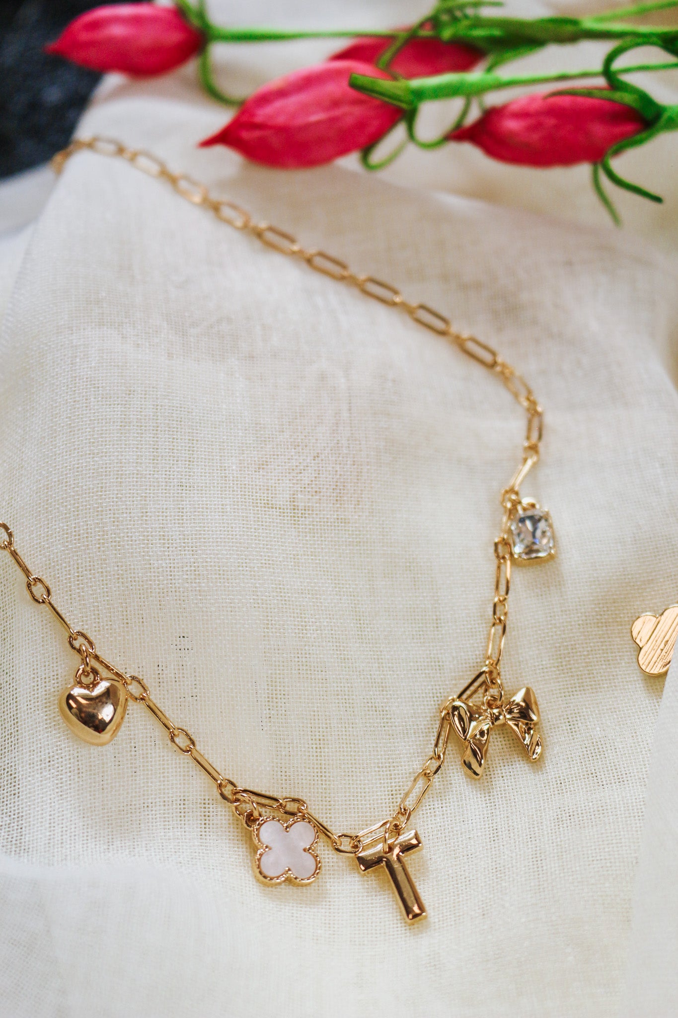 Gold Initial Charm Necklace -11 Styles