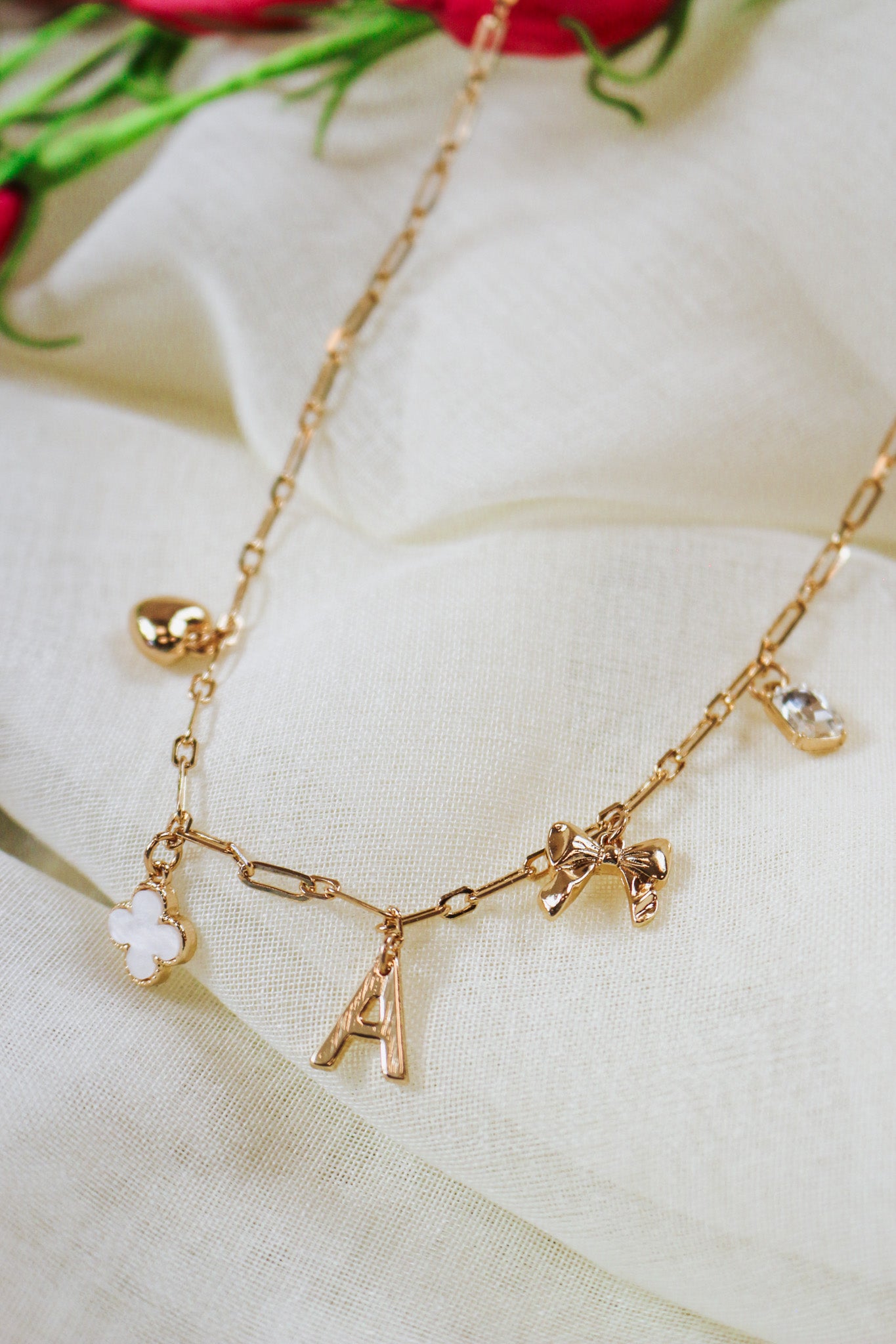 Gold Initial Charm Necklace -11 Styles