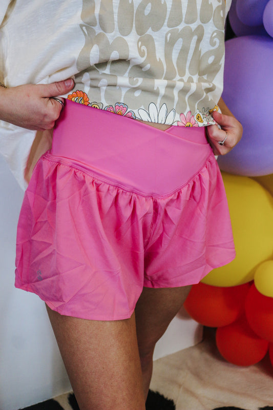 So Much To Say Criss Cross Pink Shorts