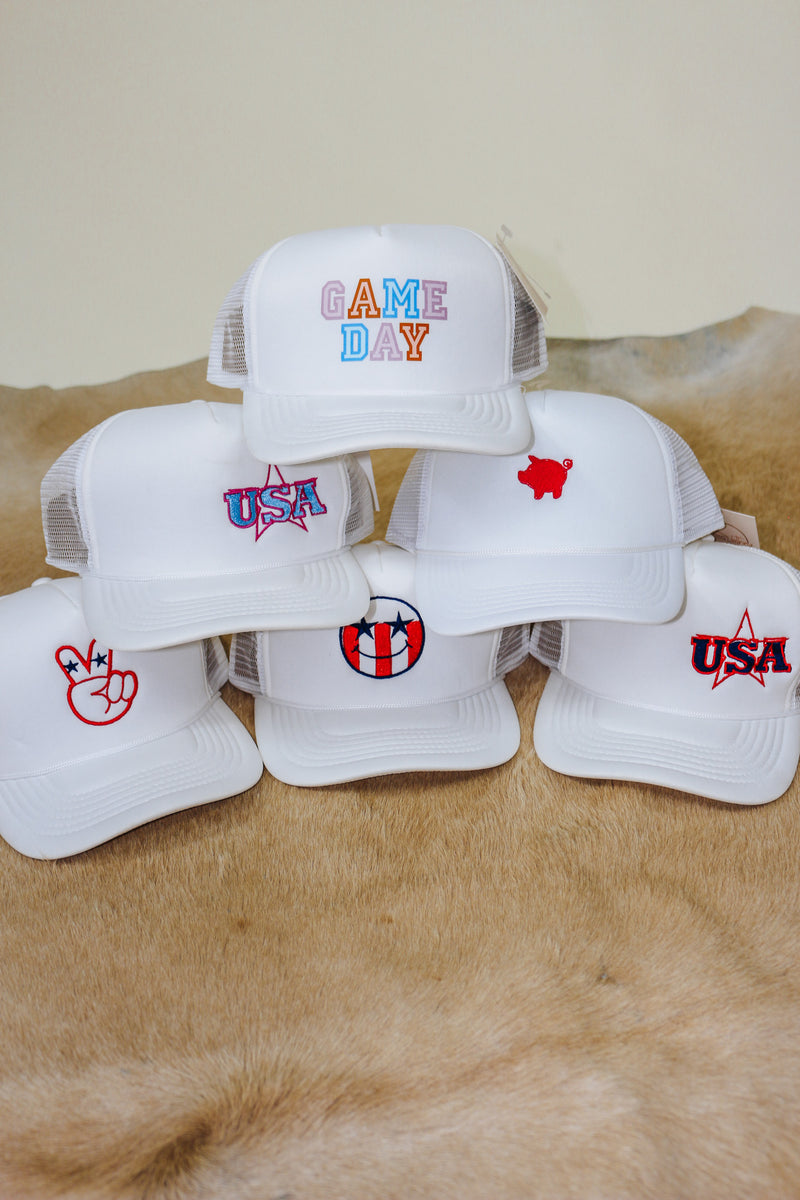 Pink White & Blue USA Trucker Hat