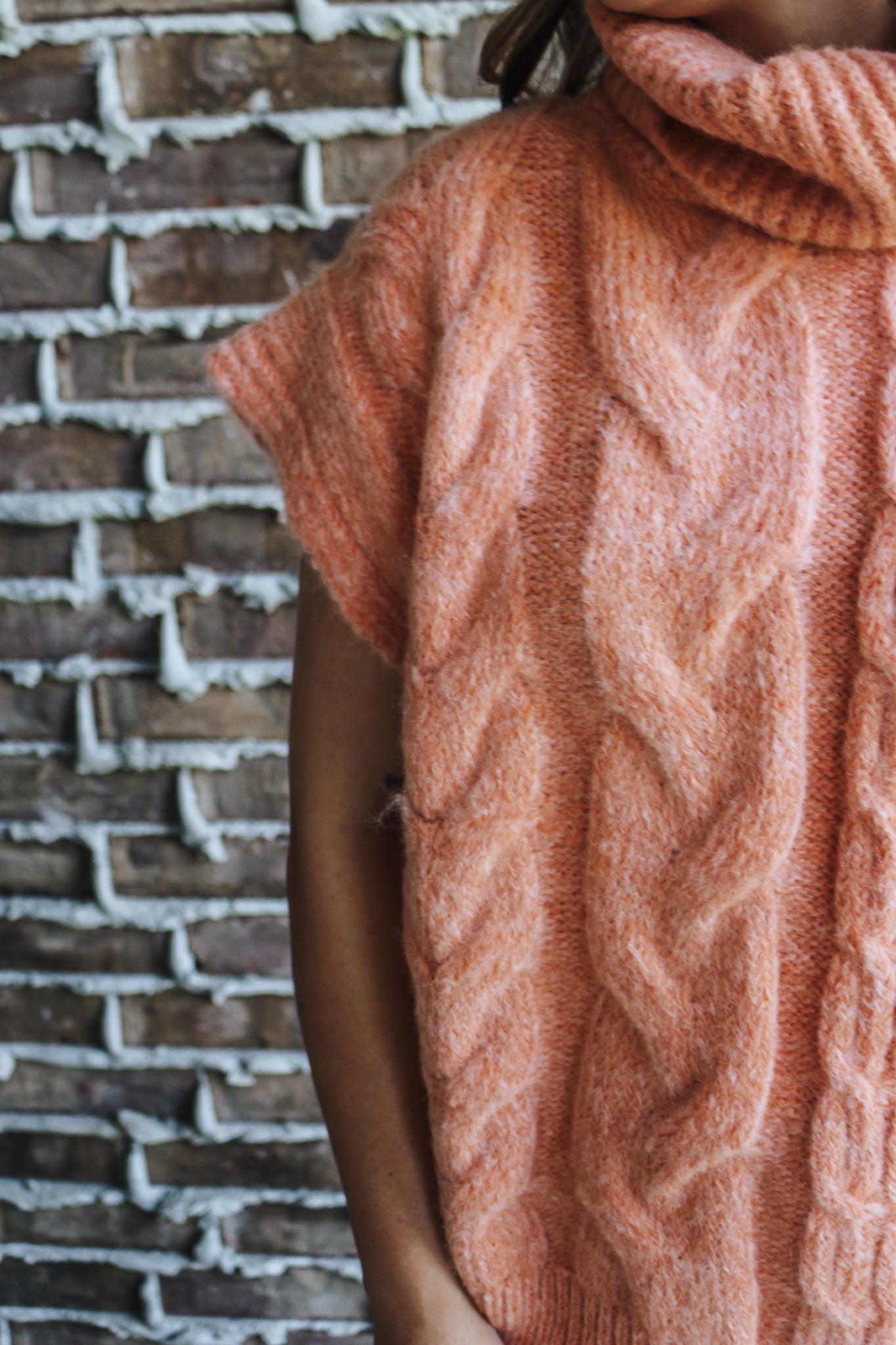 Bonfire Weekends Peach Sleeveless Sweater