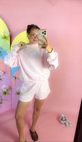 Women's Lulu Mac terry cloth mock neck sweatshirt, shown in one of two available colors