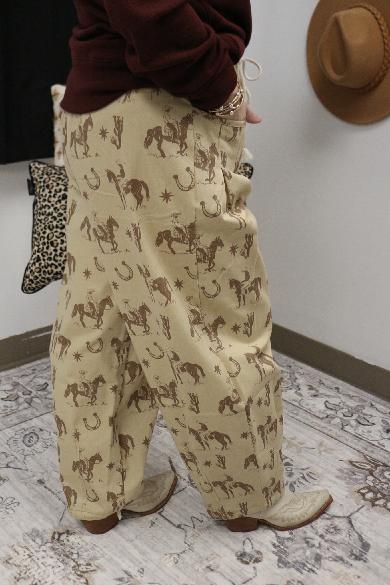 Prairie Plans Beige Western Barrel Pants