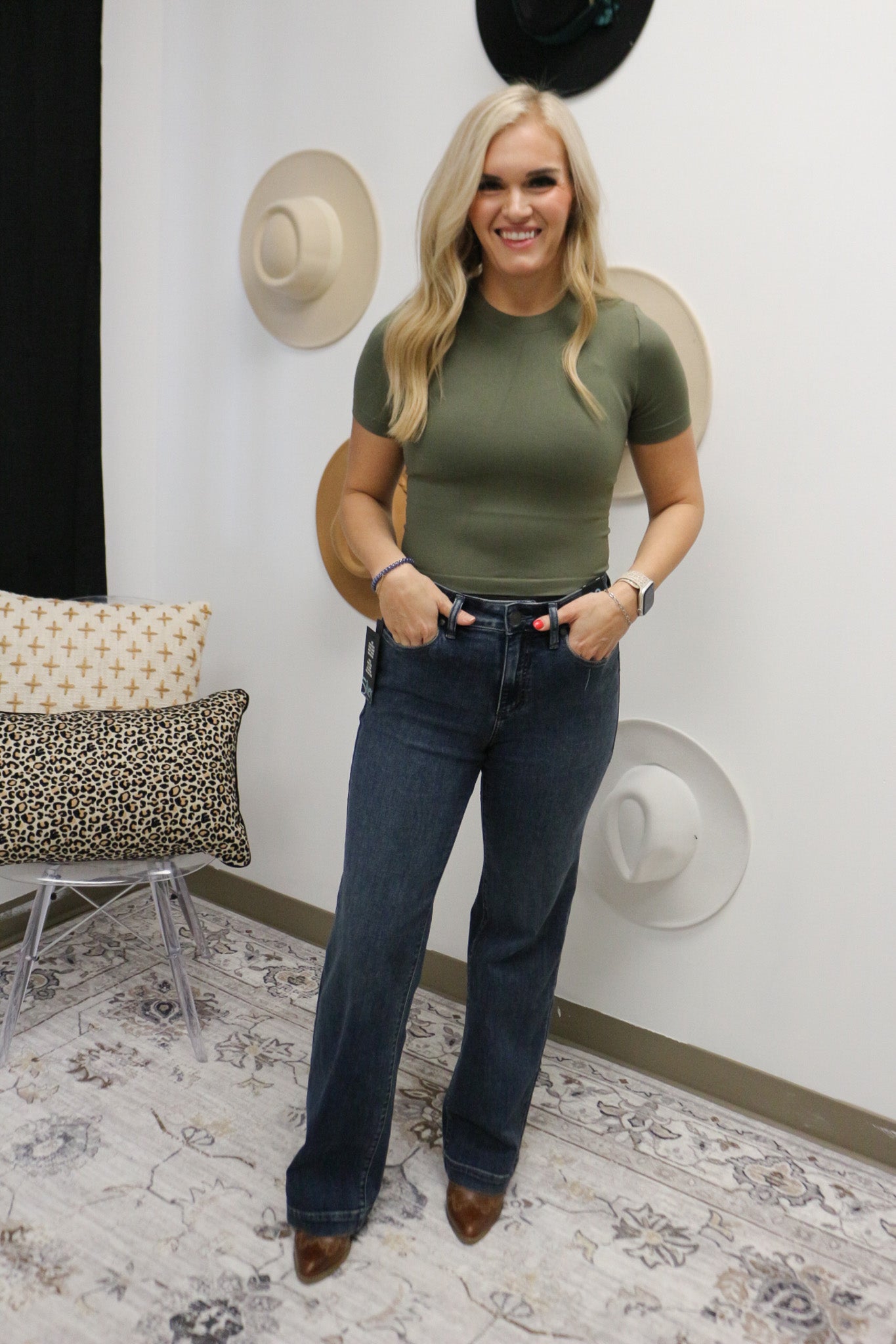 Women's Avery High Rise Trouser Luxe Stretch Jeans Silver