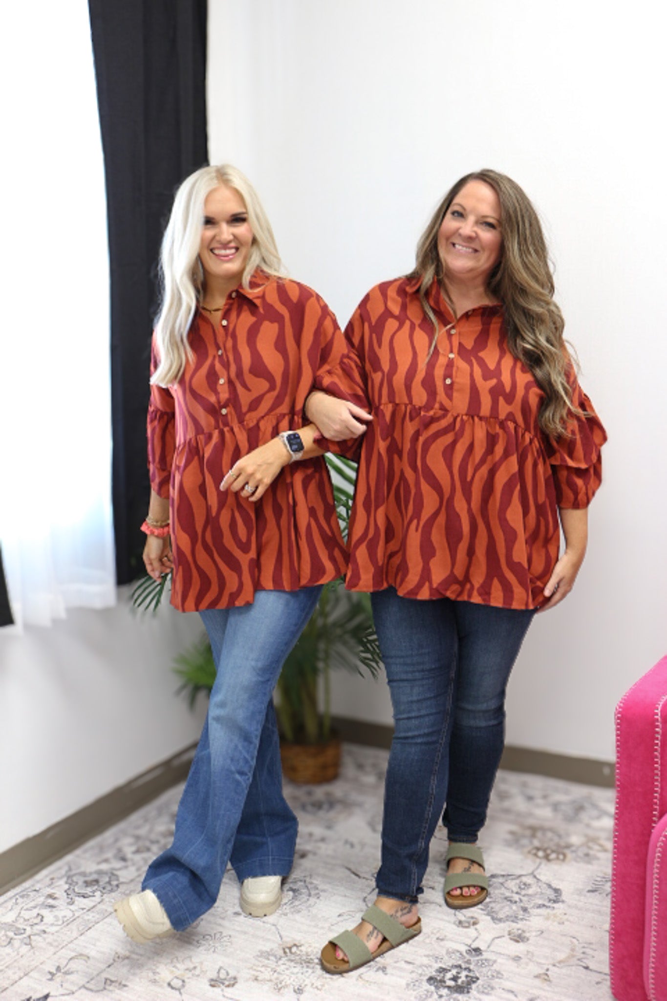 Autumn Trail Mahogany Ruffle Tunic Top
