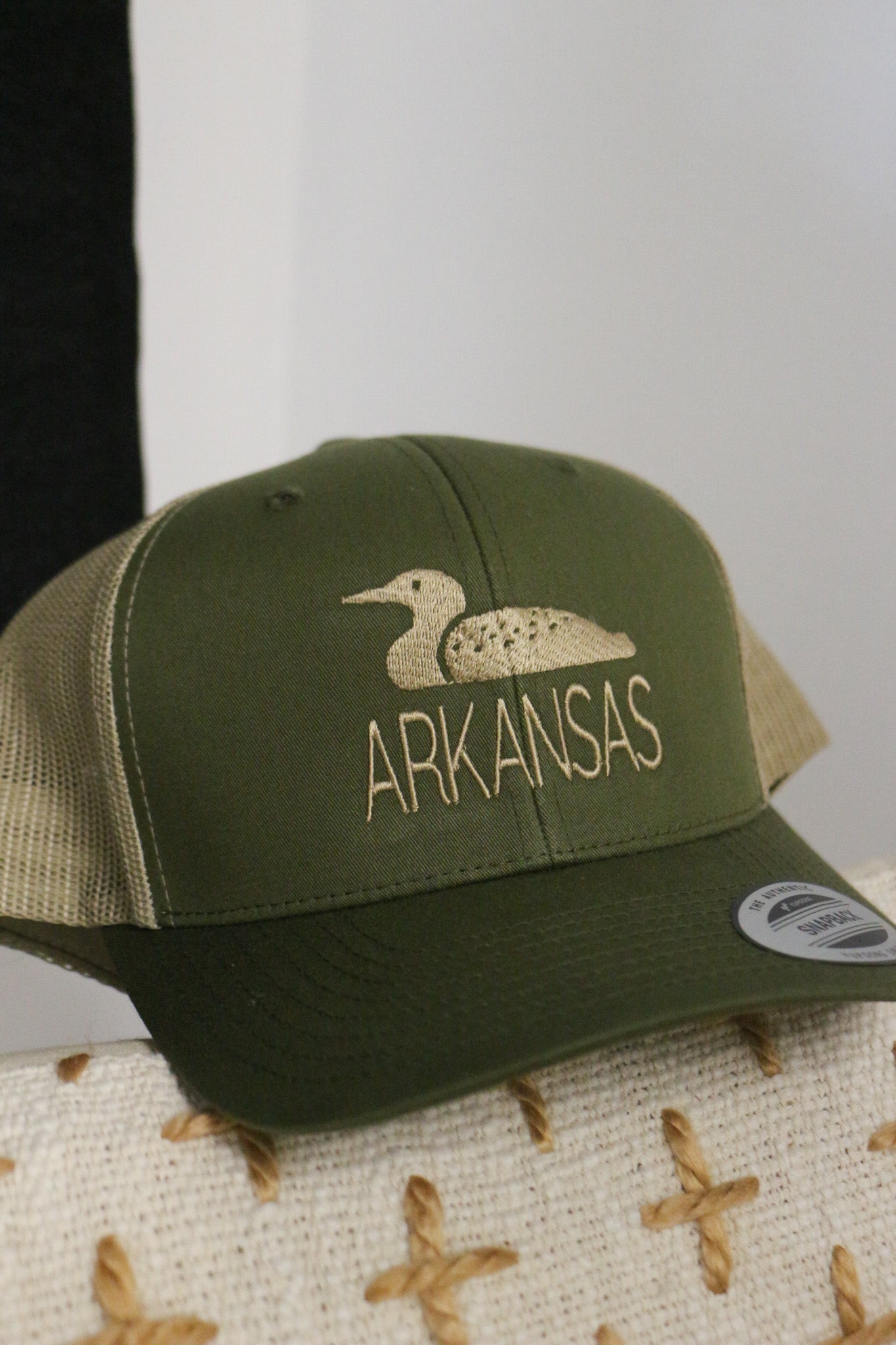 Arkansas Duck Olive Green Snapback Hat