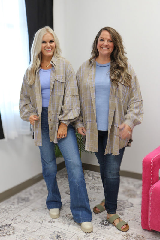 Fireplace Chats Plaid Flannel Top -2 Colors