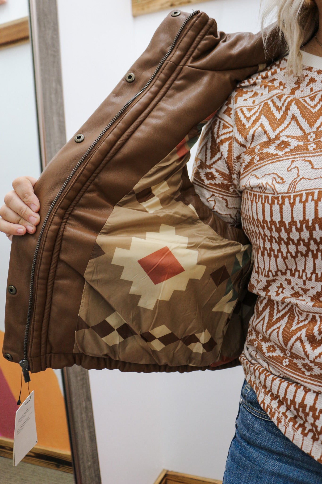 Womens Ariat Swirls Brown Faux Leather Vest