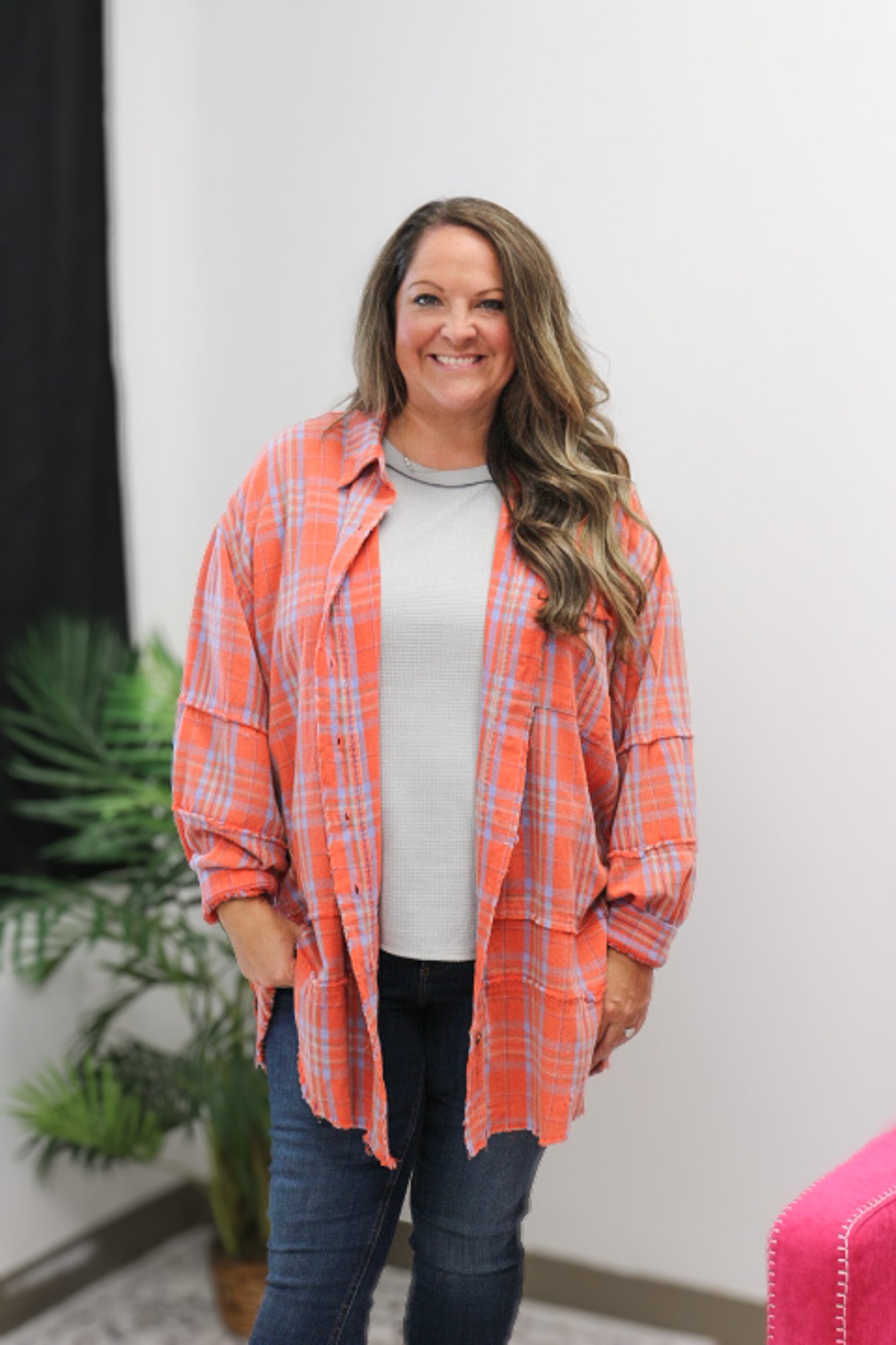 Fireplace Chats Plaid Flannel Top -2 Colors