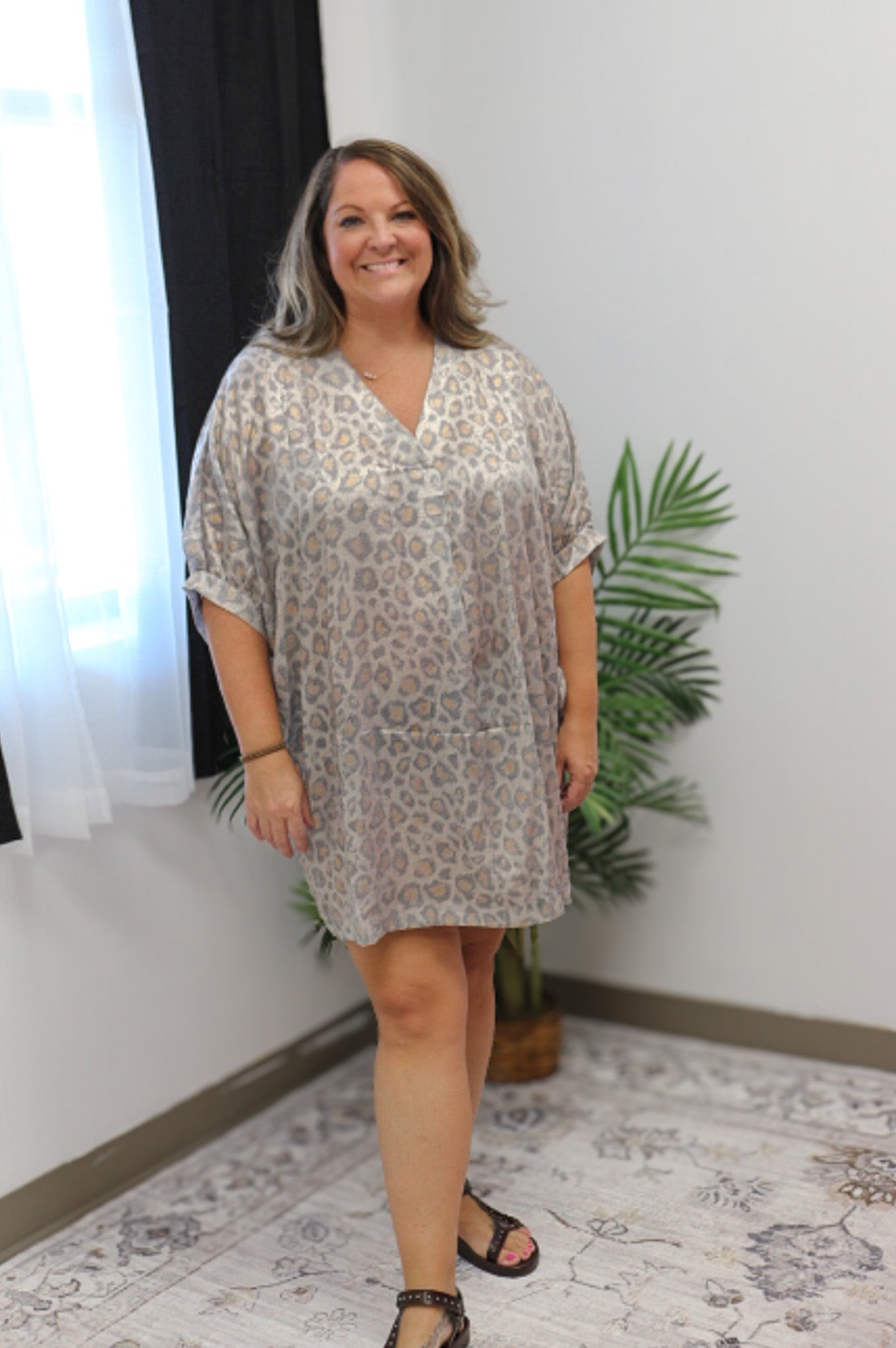 Super Laid Back Leopard Cool Grey Tunic