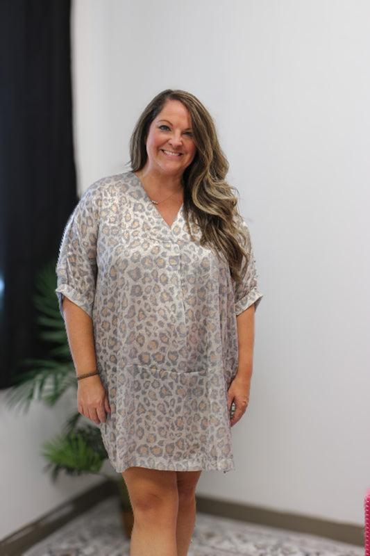 Super Laid Back Leopard Cool Grey Tunic