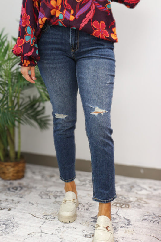 Aiden Straight Fit Mid Rise Girlfriend Jeans