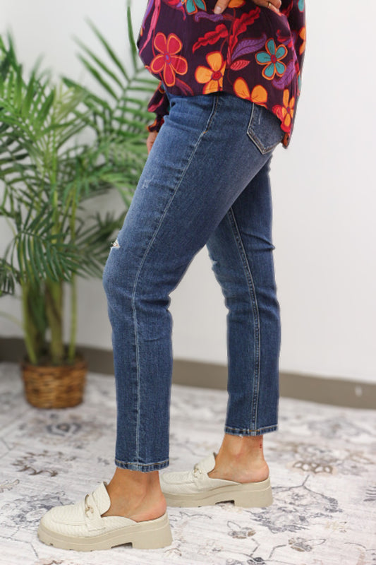 Aiden Straight Fit Mid Rise Girlfriend Jeans