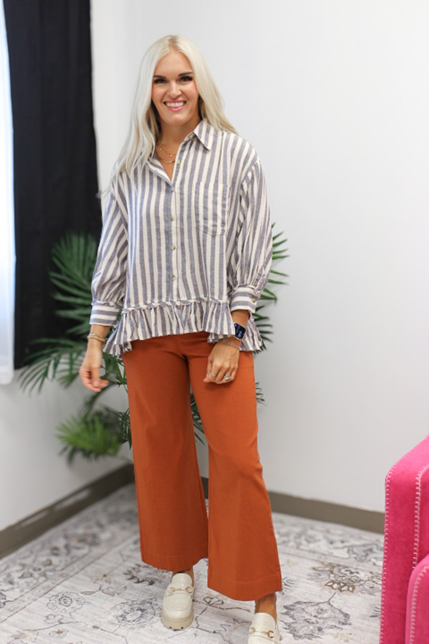 Jake Wide Leg Rust Denim Jeans By Mud Pie