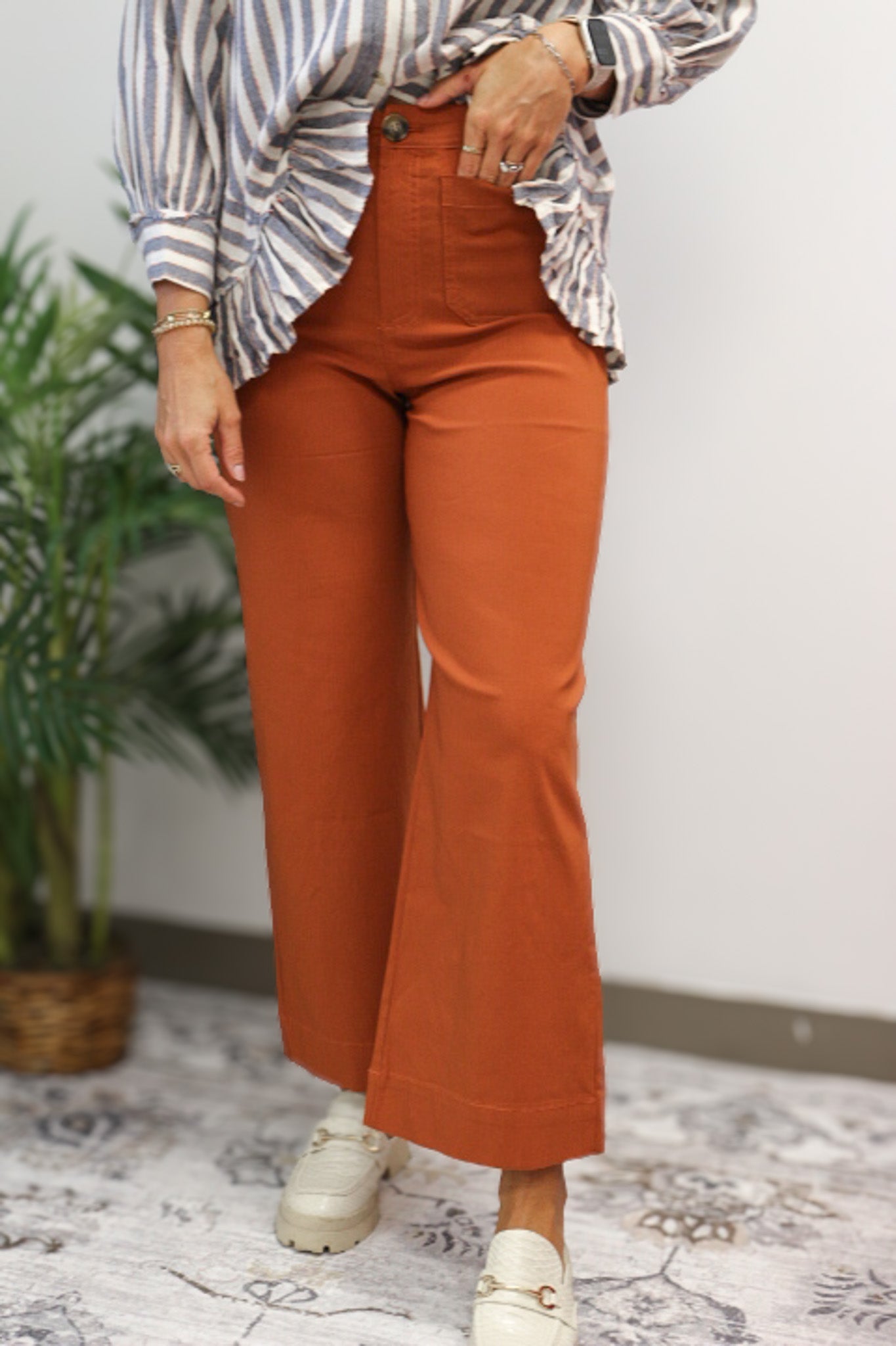 Jake Wide Leg Rust Denim Jeans By Mud Pie