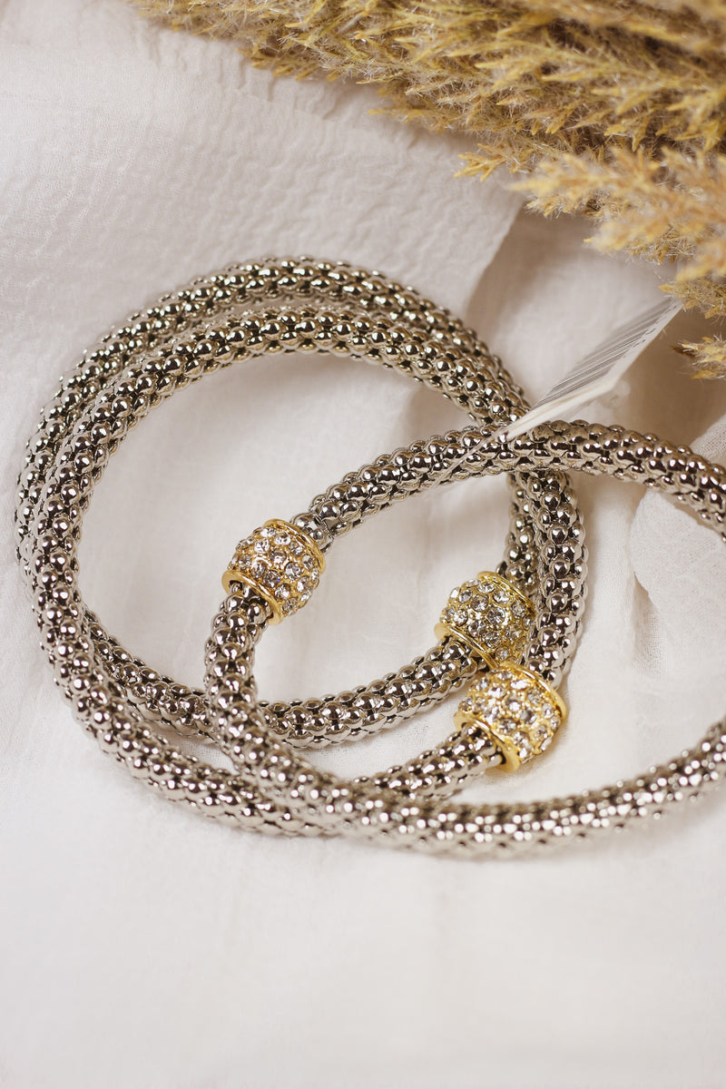 Worn Silver Textured Bracelet