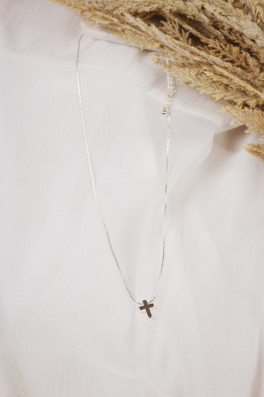 Silver Cross Pendant 16"-18" Necklace