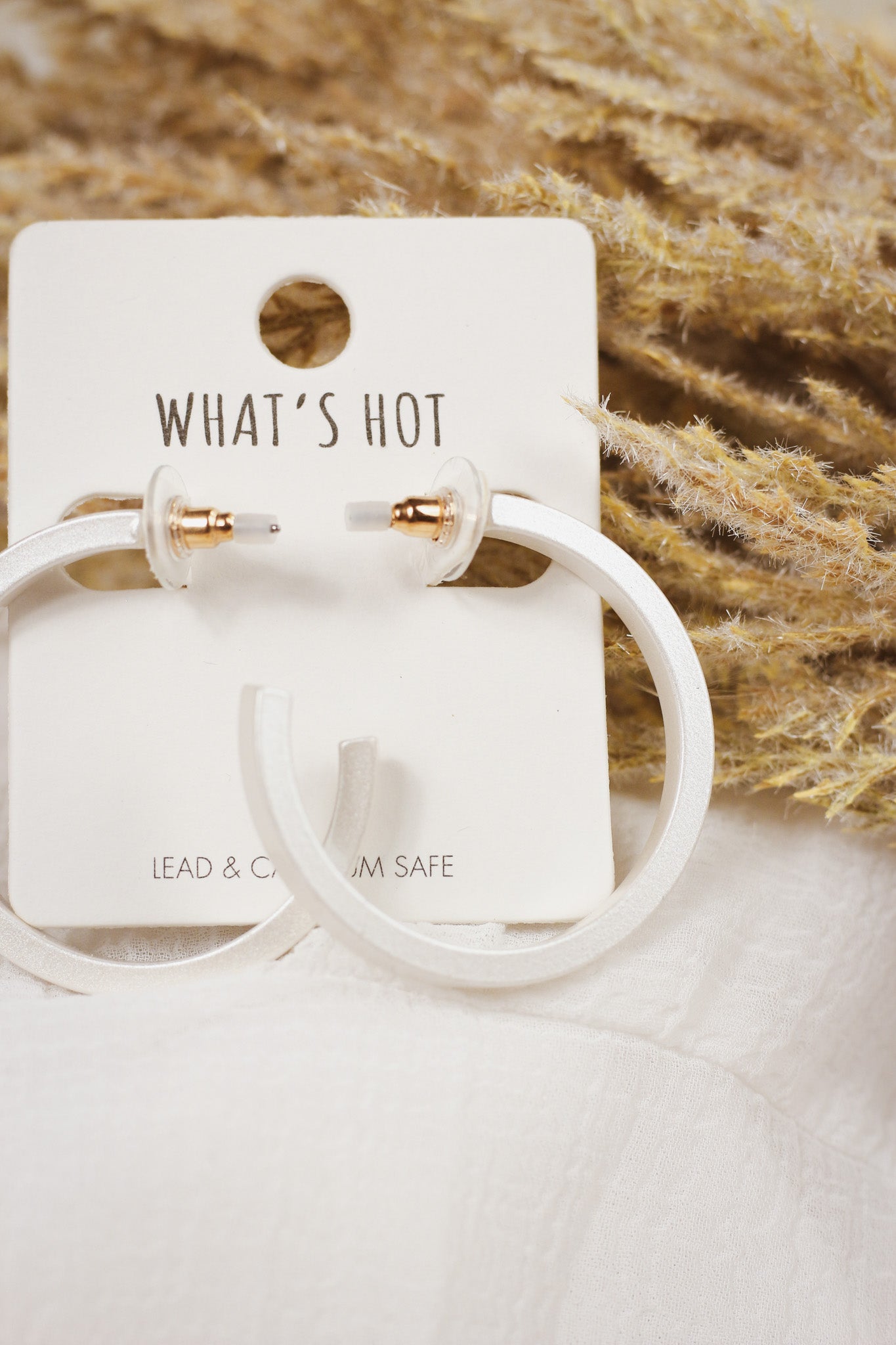 White Metallic 1.75" Hoop Earring