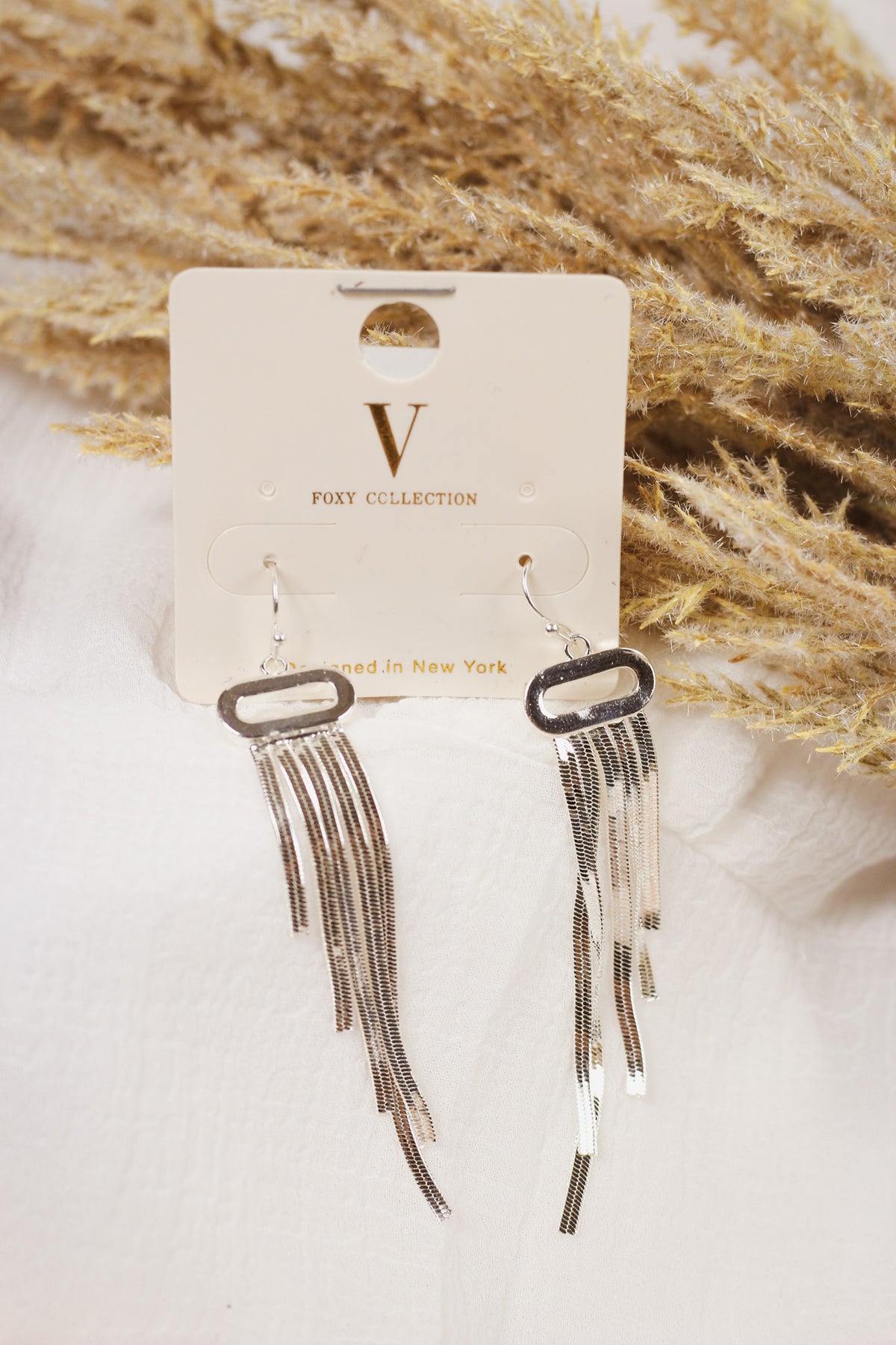 Silver Snake Chain Tassel 2.25" Earrings