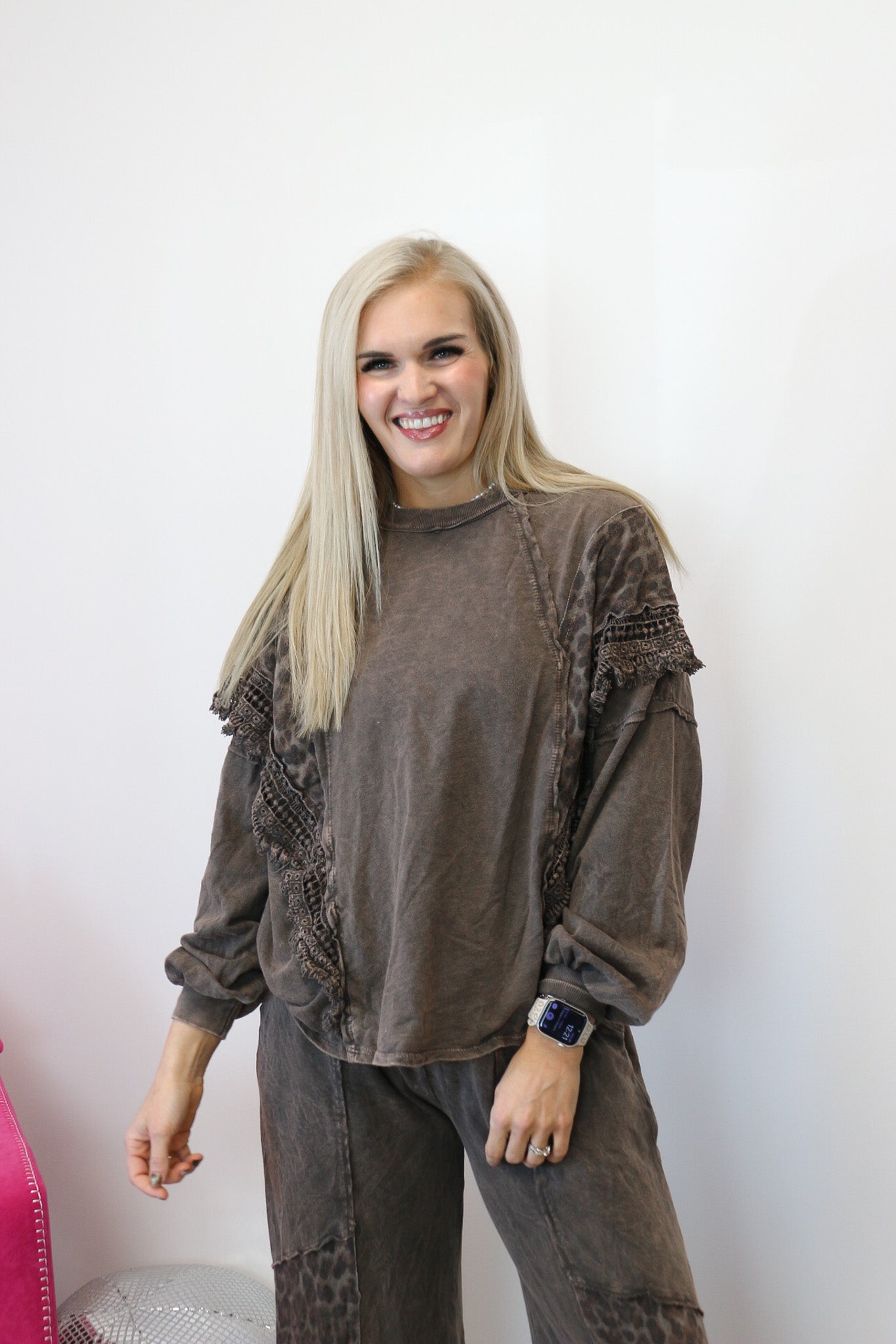 Diva On Dial Ash Oak Leopard Fringe Top