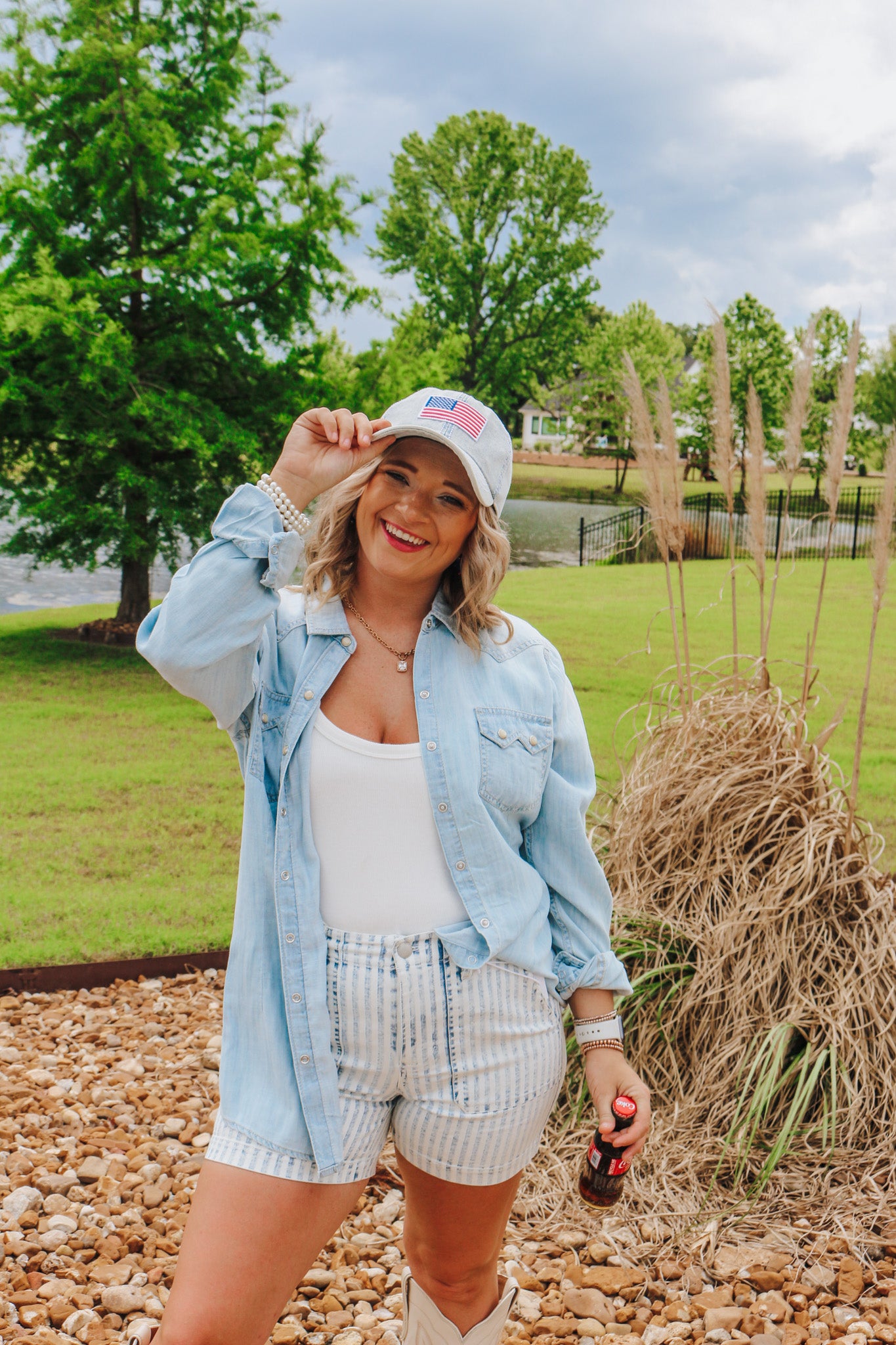 Ariat Womens Blue Denim Button Up Shirt