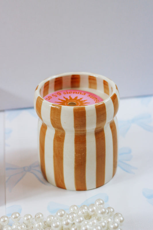 Orange Stripe Cabana Sandbar Candle