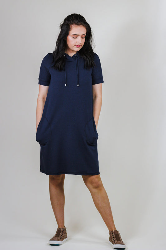 Can't Leave Without It Navy Hoodie Dress