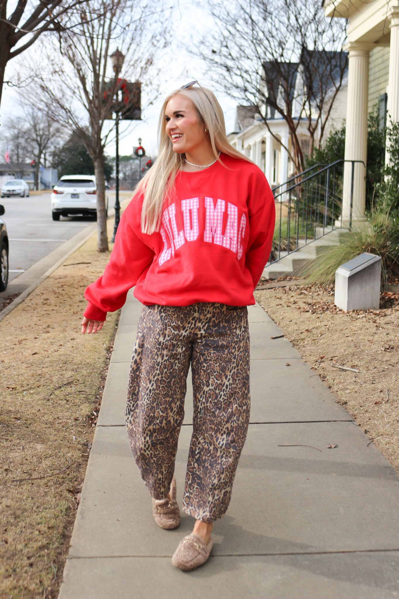 Set In Motion Red Pink Gingham Lulu Mac Sweatshirt