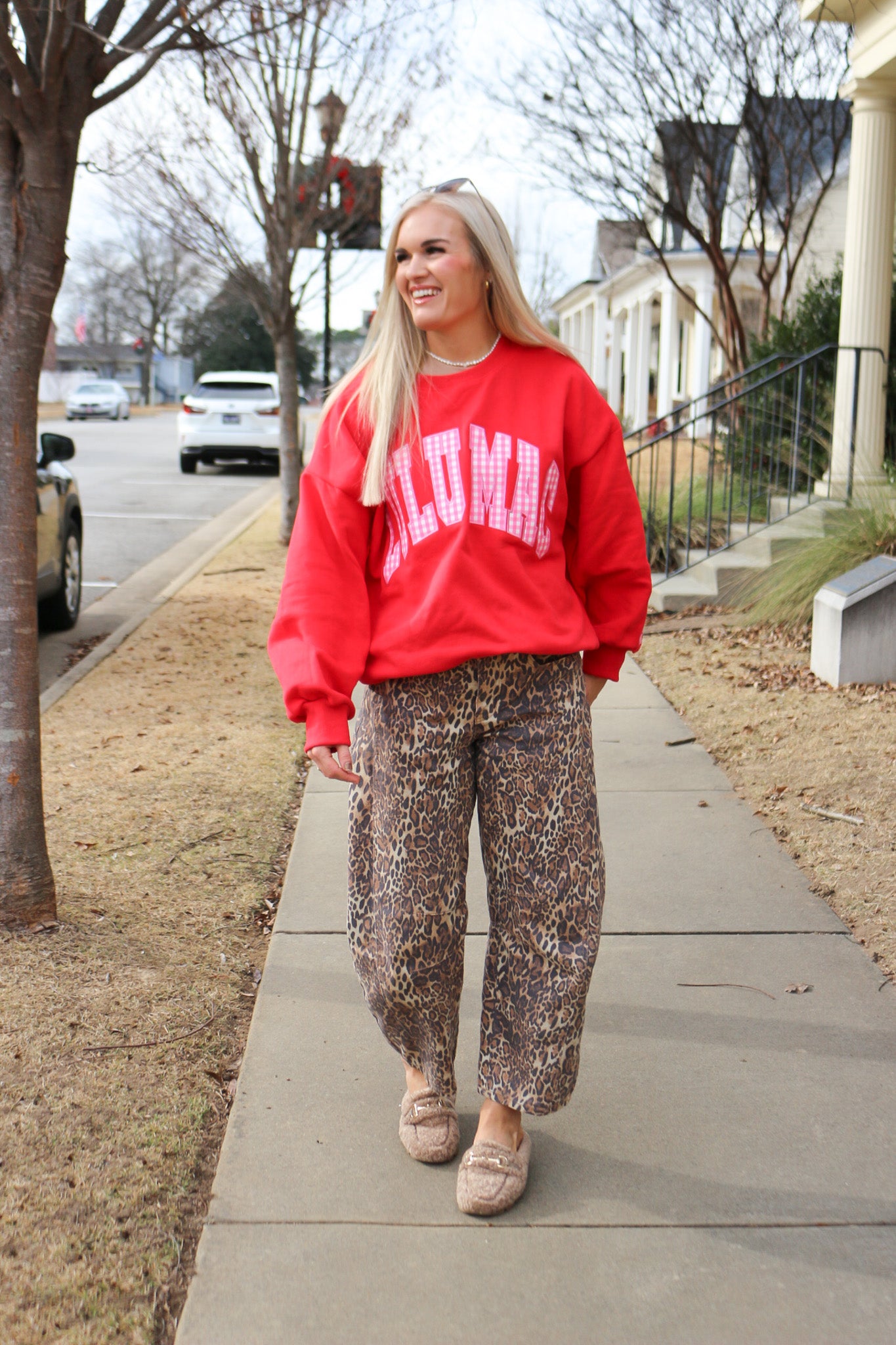 Set In Motion Red Pink Gingham Lulu Mac Sweatshirt