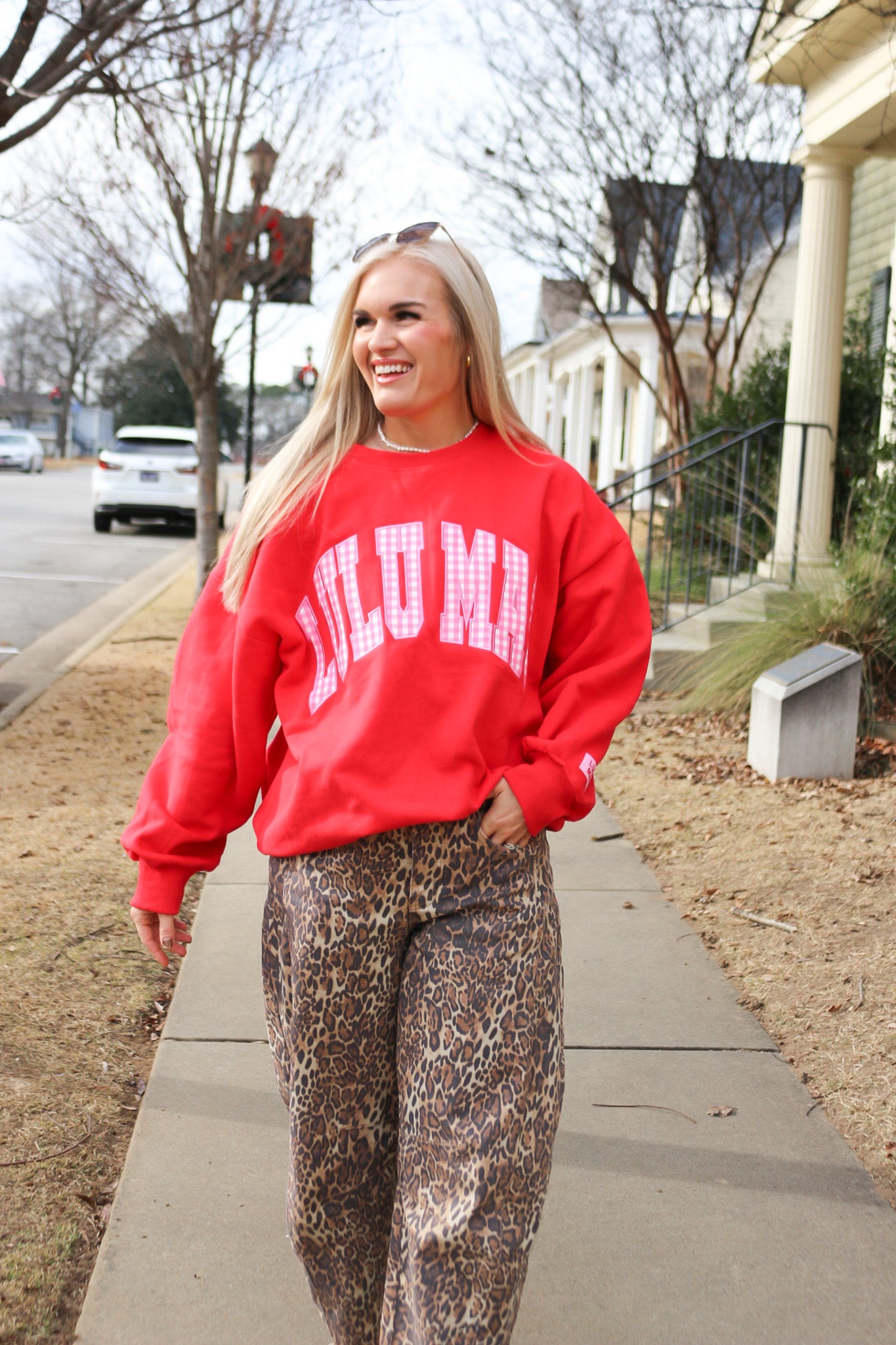 Set In Motion Red Pink Gingham Lulu Mac Sweatshirt