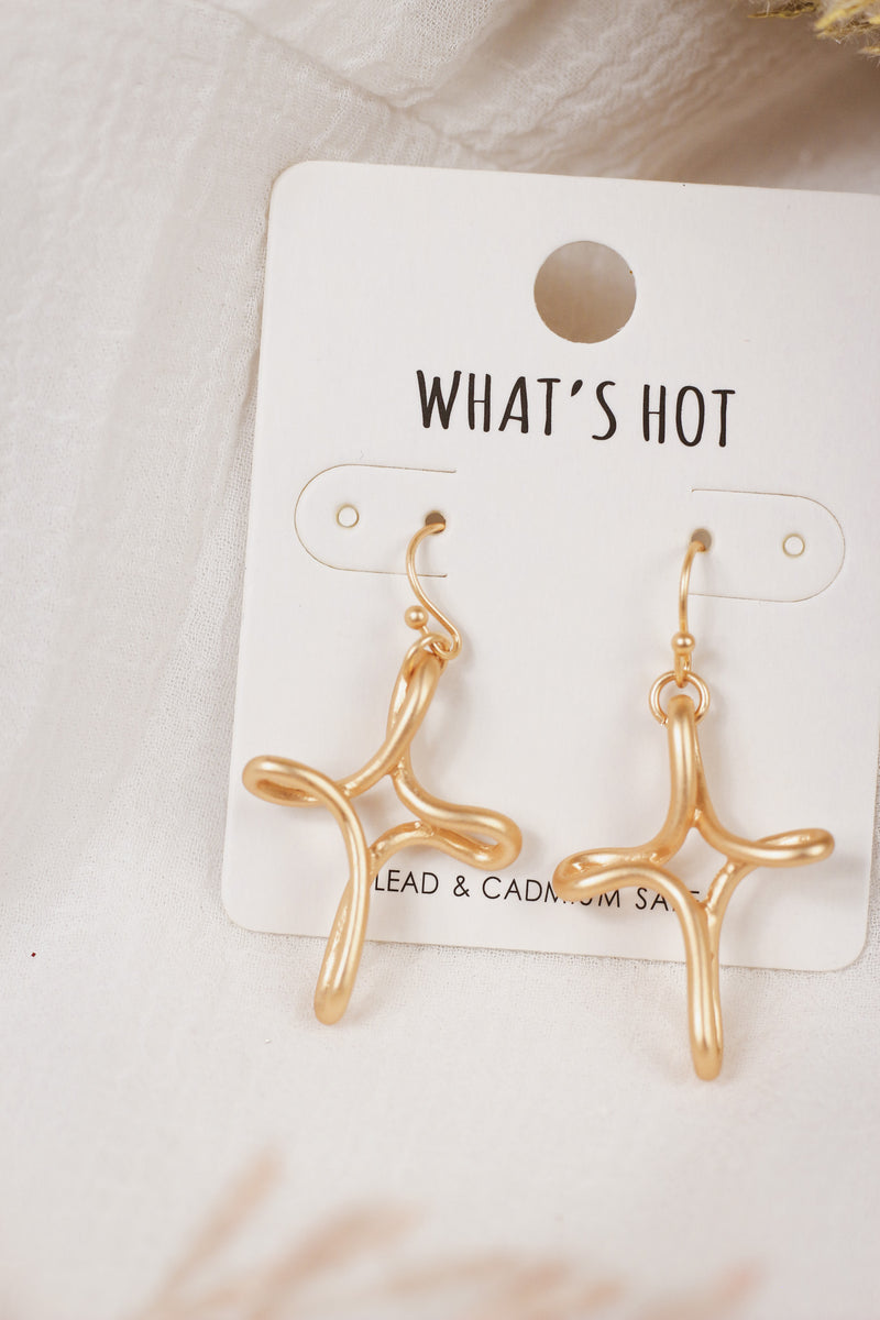 Gold Wired Cross .5" Earrings