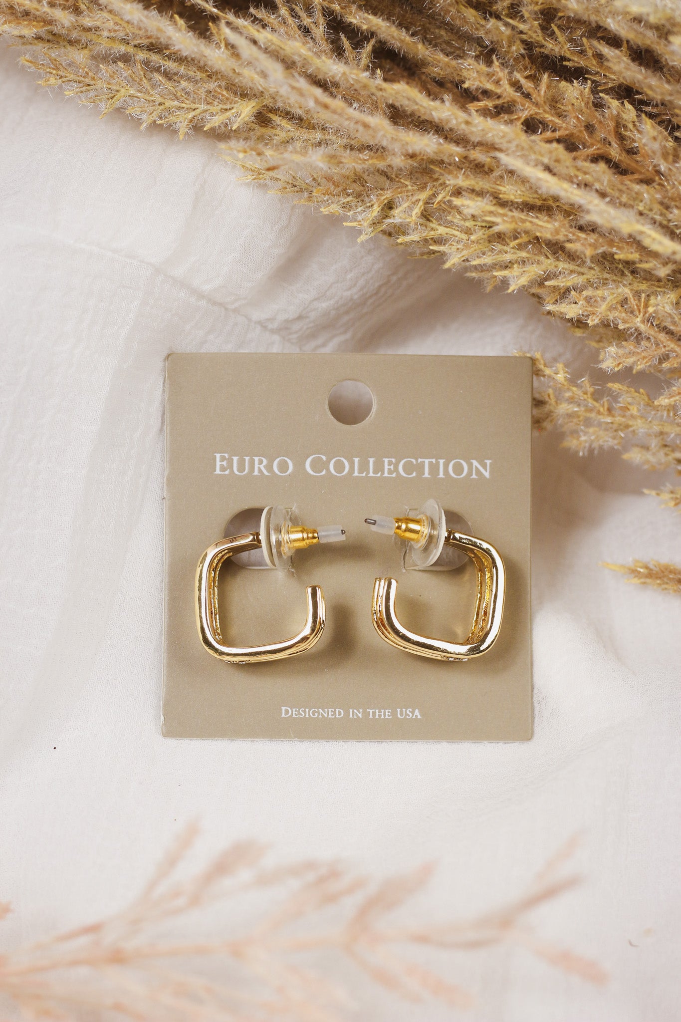 Gold Square Hoop Earrings