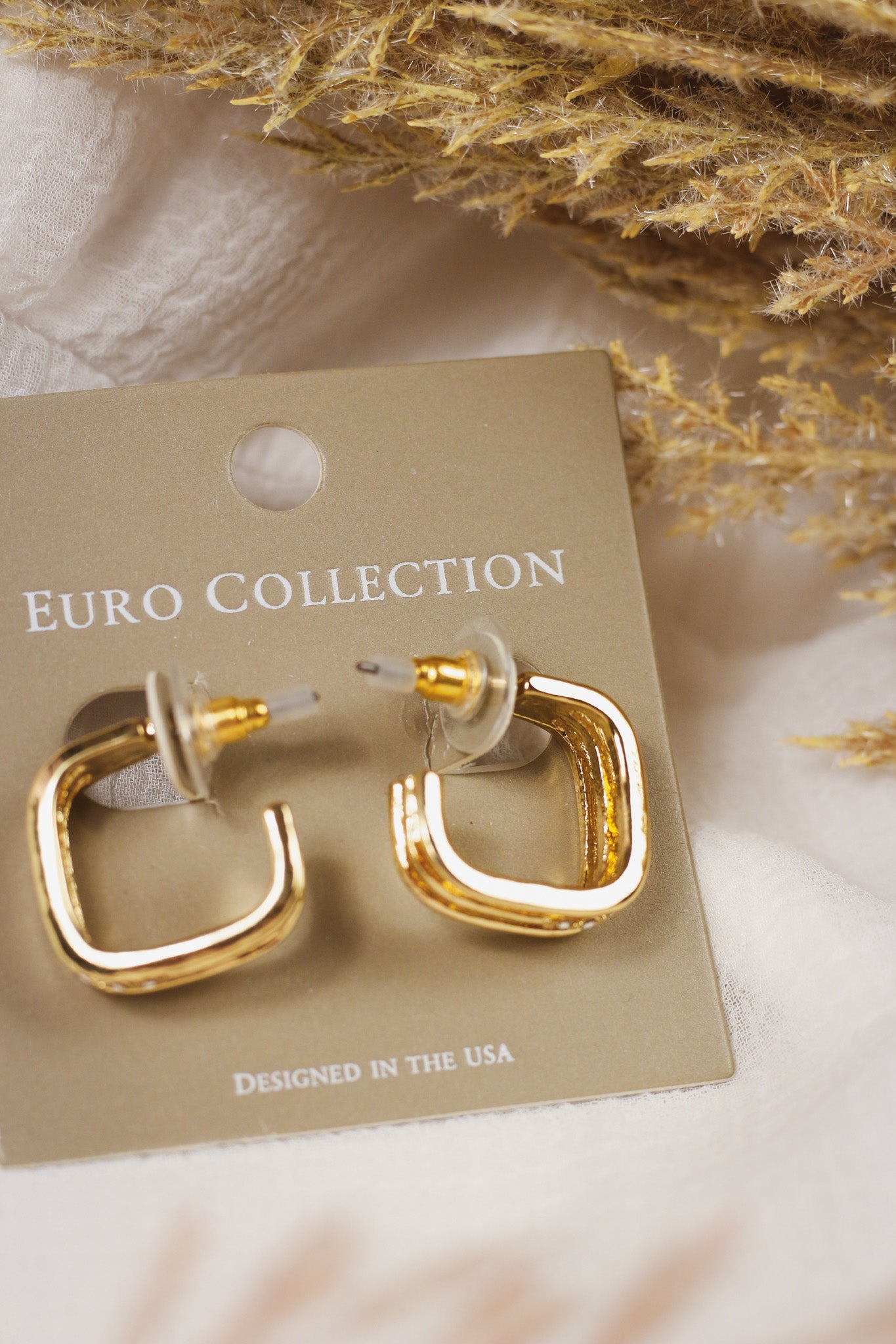 Gold Square Hoop Earrings