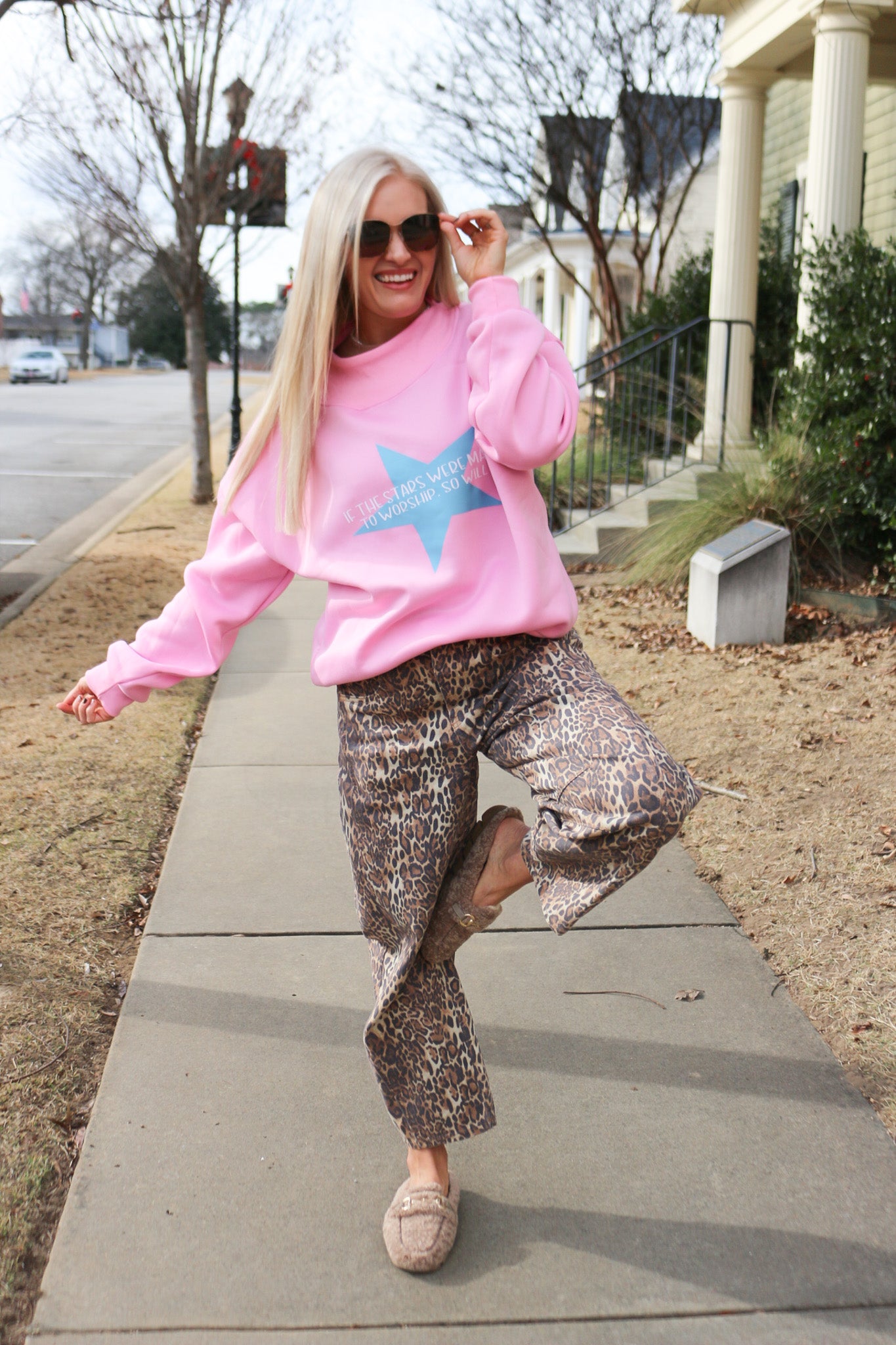 If The Stars Were Made To Worship Pink Mock Neck Sweatshirt