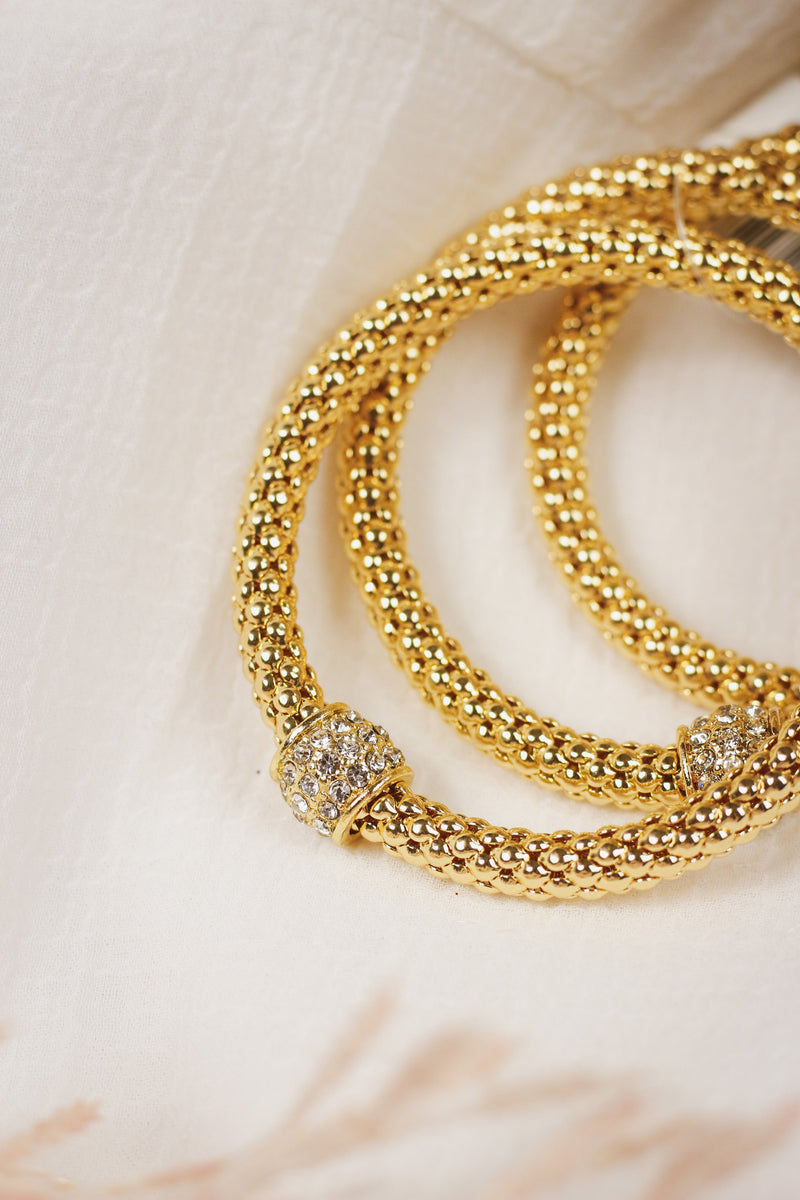 Gold 3pc Textured Bracelet Sets