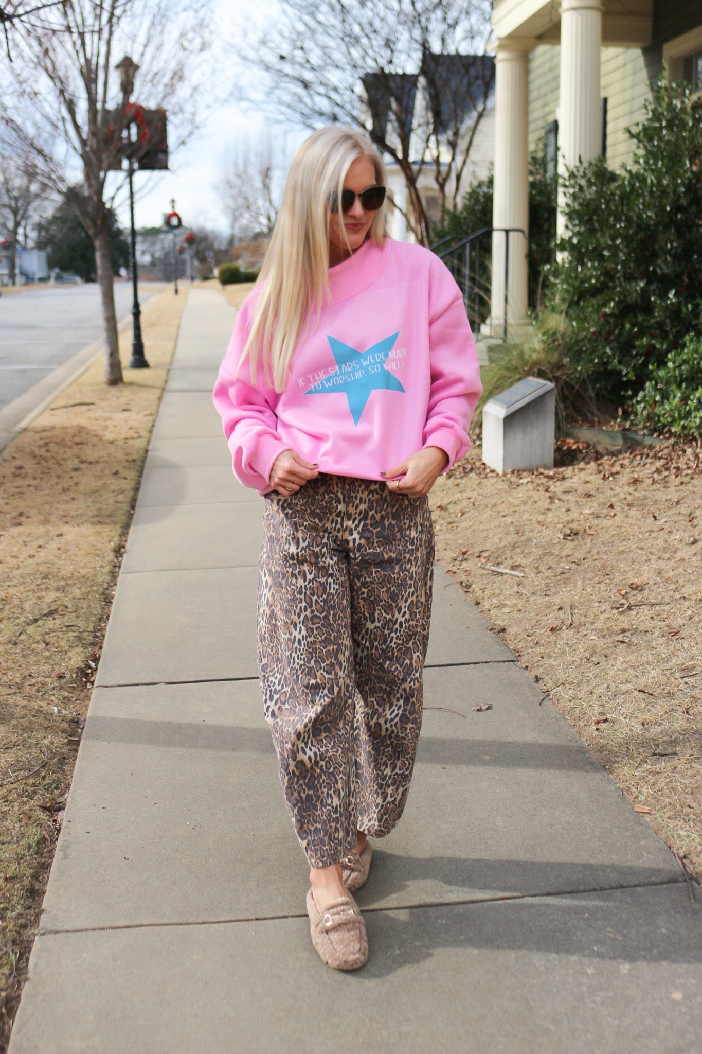 If The Stars Were Made To Worship Pink Mock Neck Sweatshirt