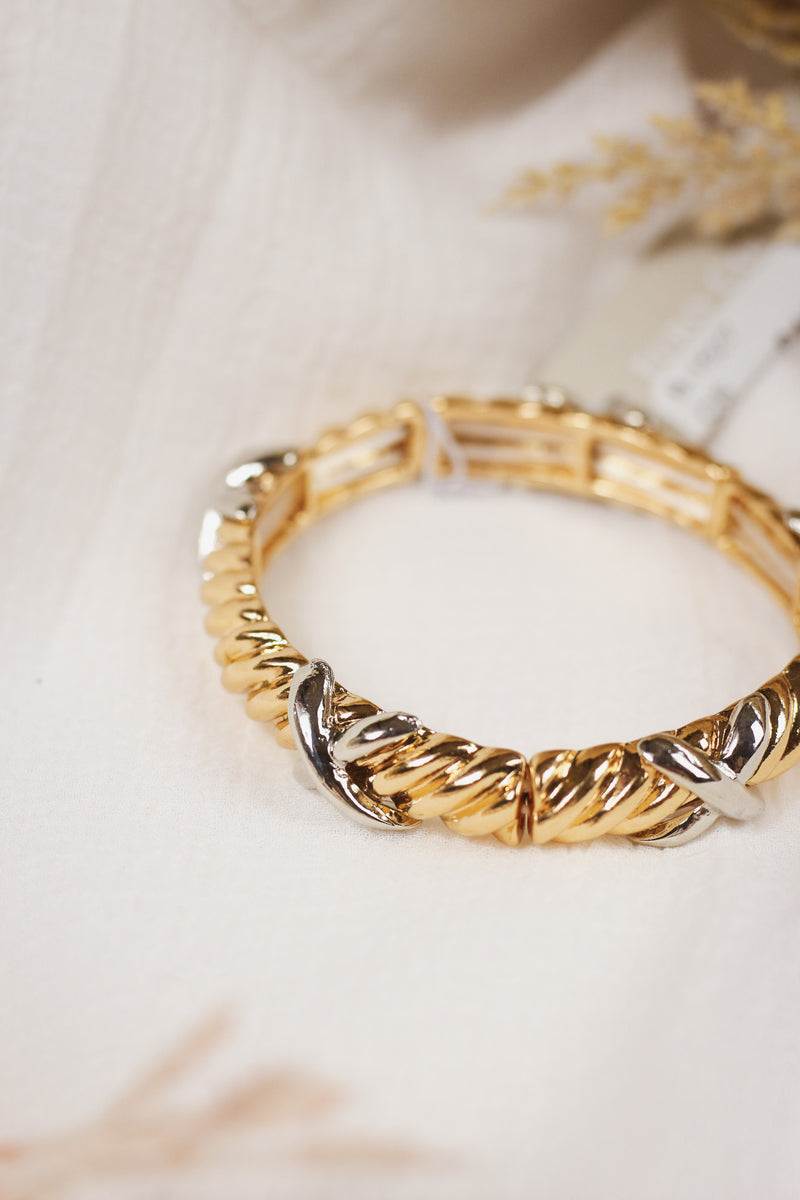 Gold & Silver Chunky Textured Bracelet