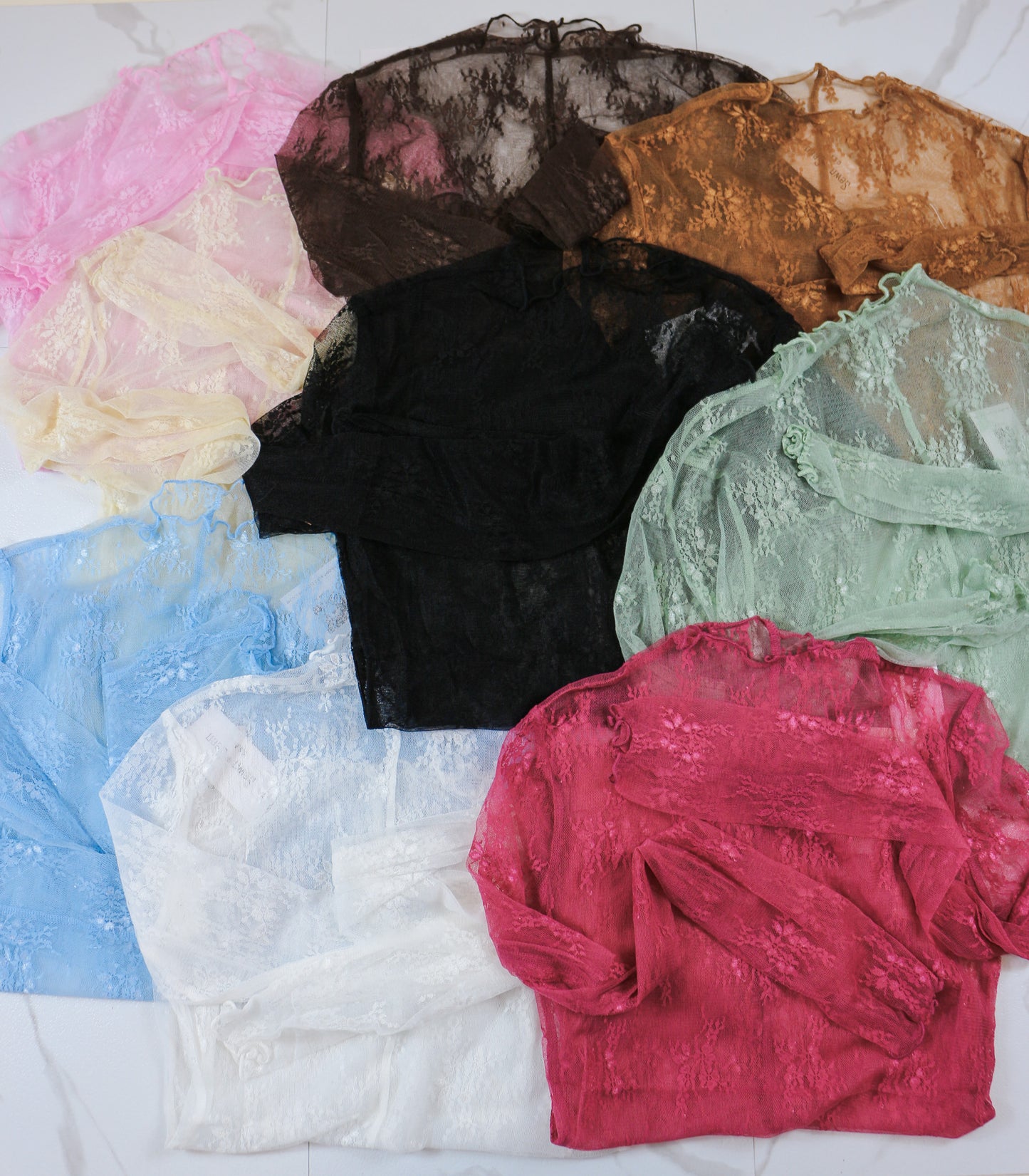 Floral Lace Sheer Tops -9 Colors