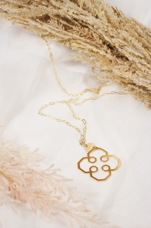 Matte Gold Open Filigree Necklace