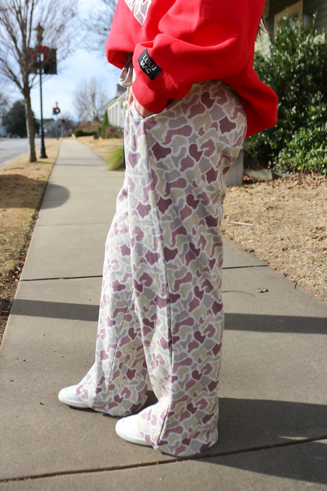 This Point Forward Camo Waffle Knit Straight Leg Pants