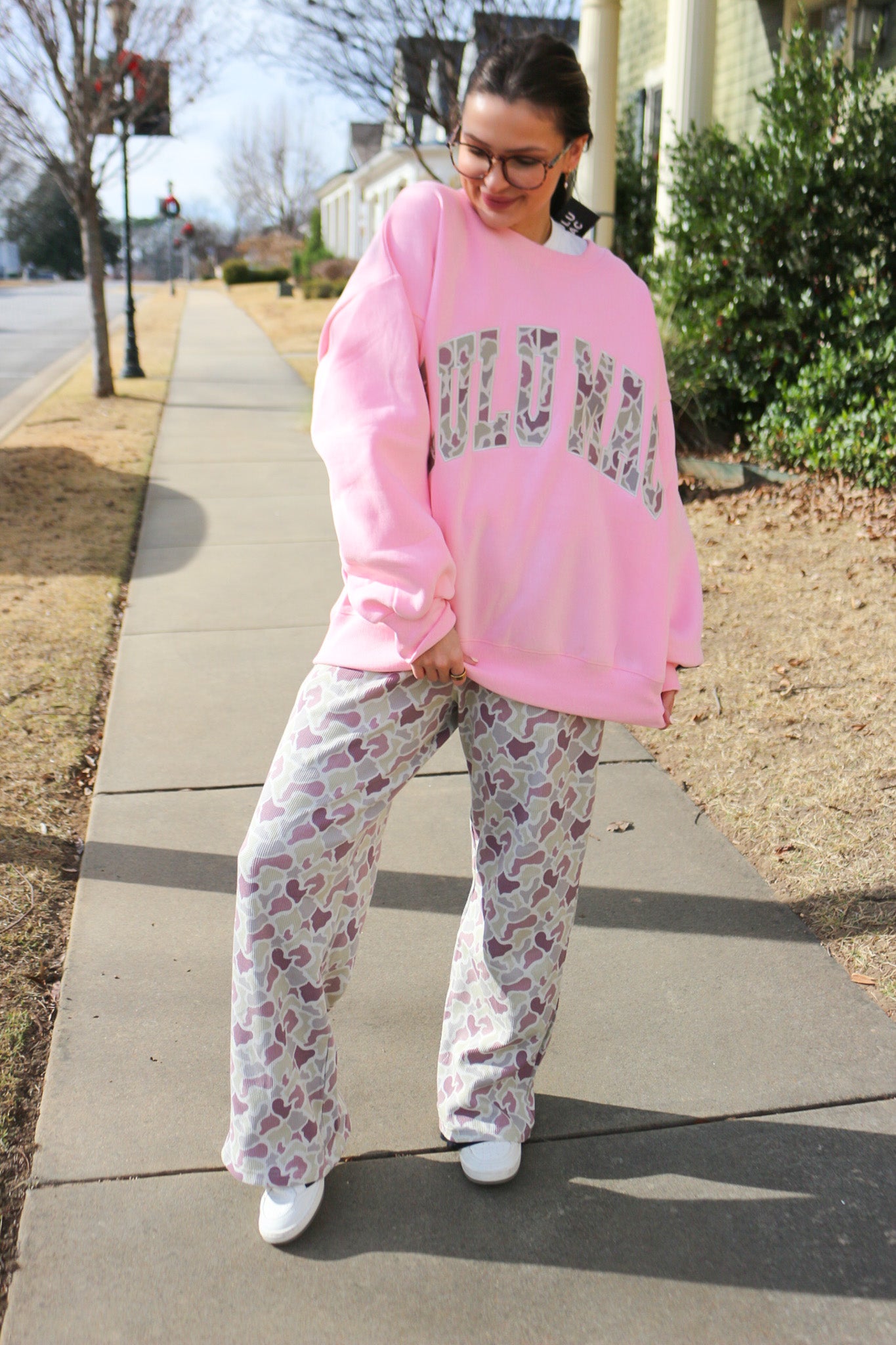 This Point Forward Camo Waffle Knit Straight Leg Pants