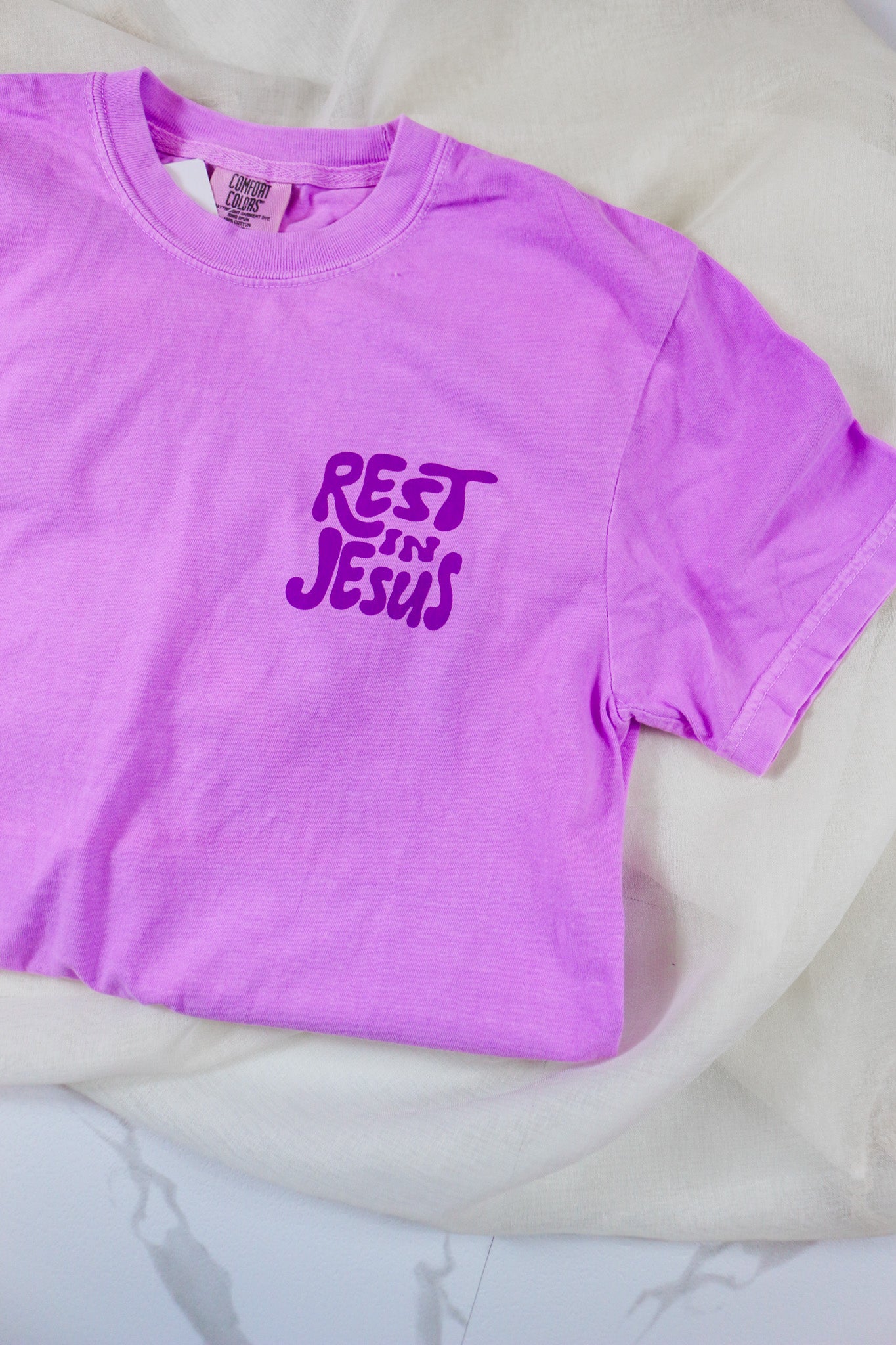 Rest In Jesus Purple Graphic Tee