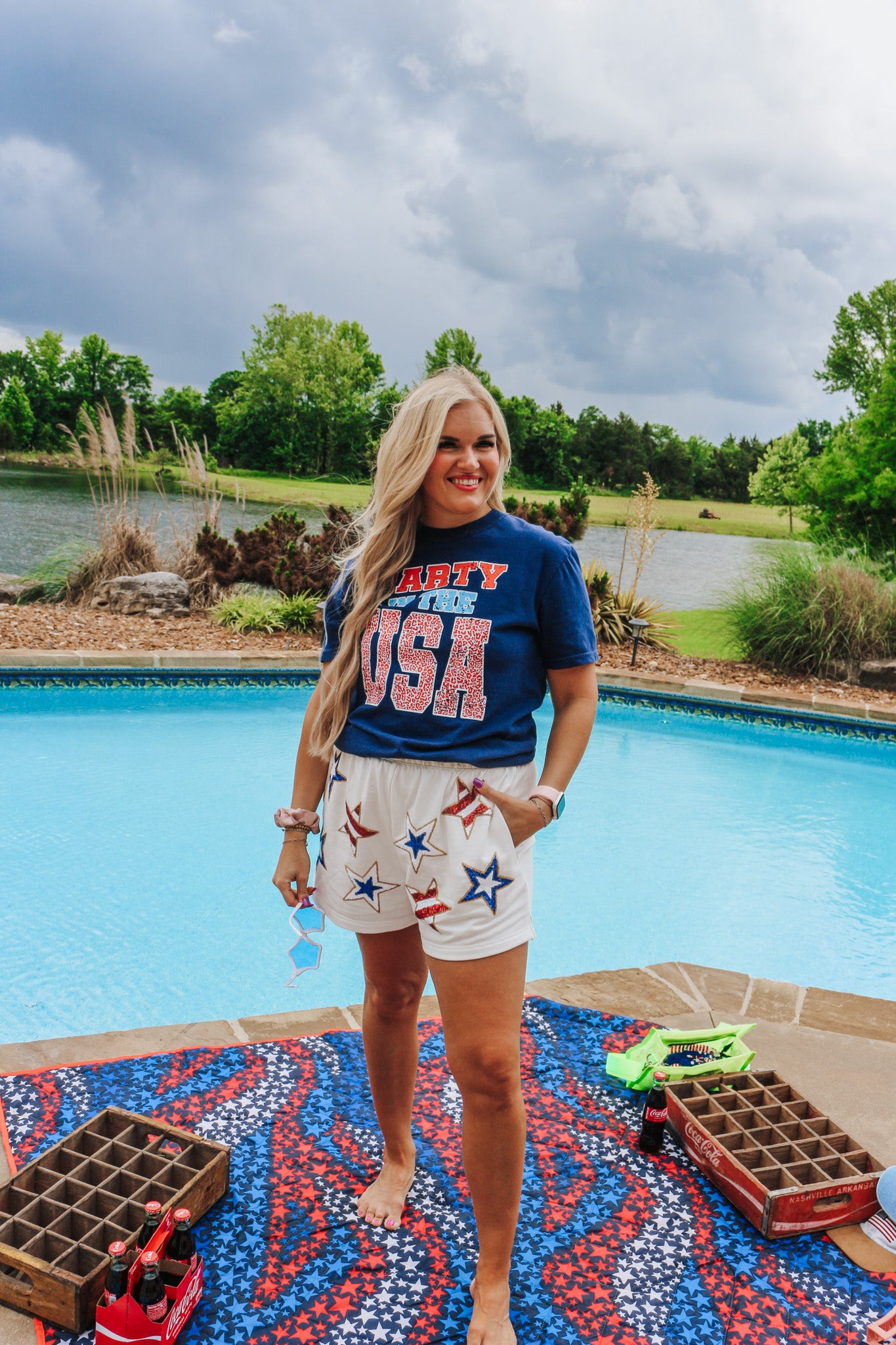 Party in the USA Navy Blue Graphic Tee