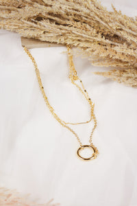 Gold Layer Circle Pendant Necklace