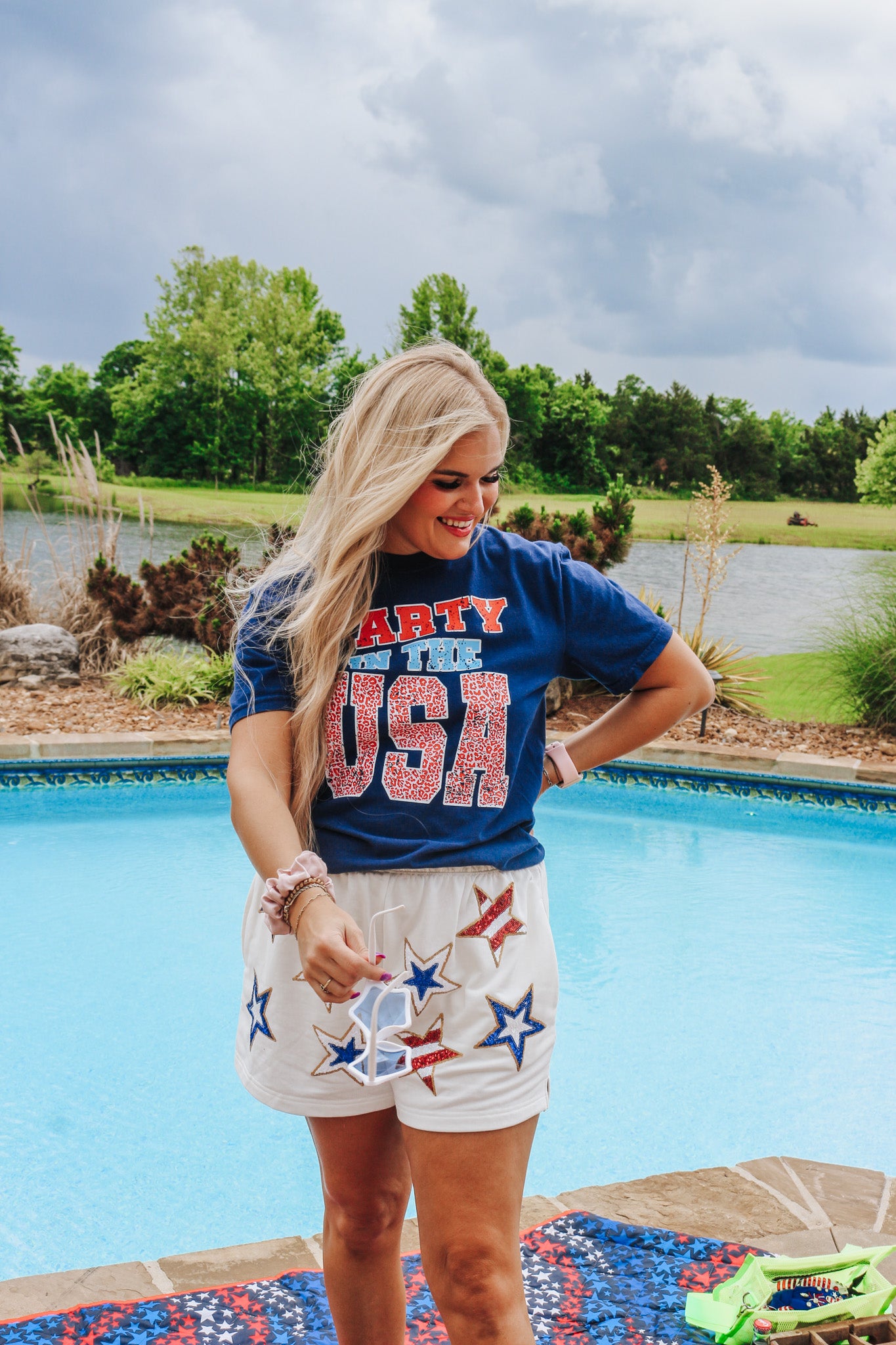 Party in the USA Navy Blue Graphic Tee
