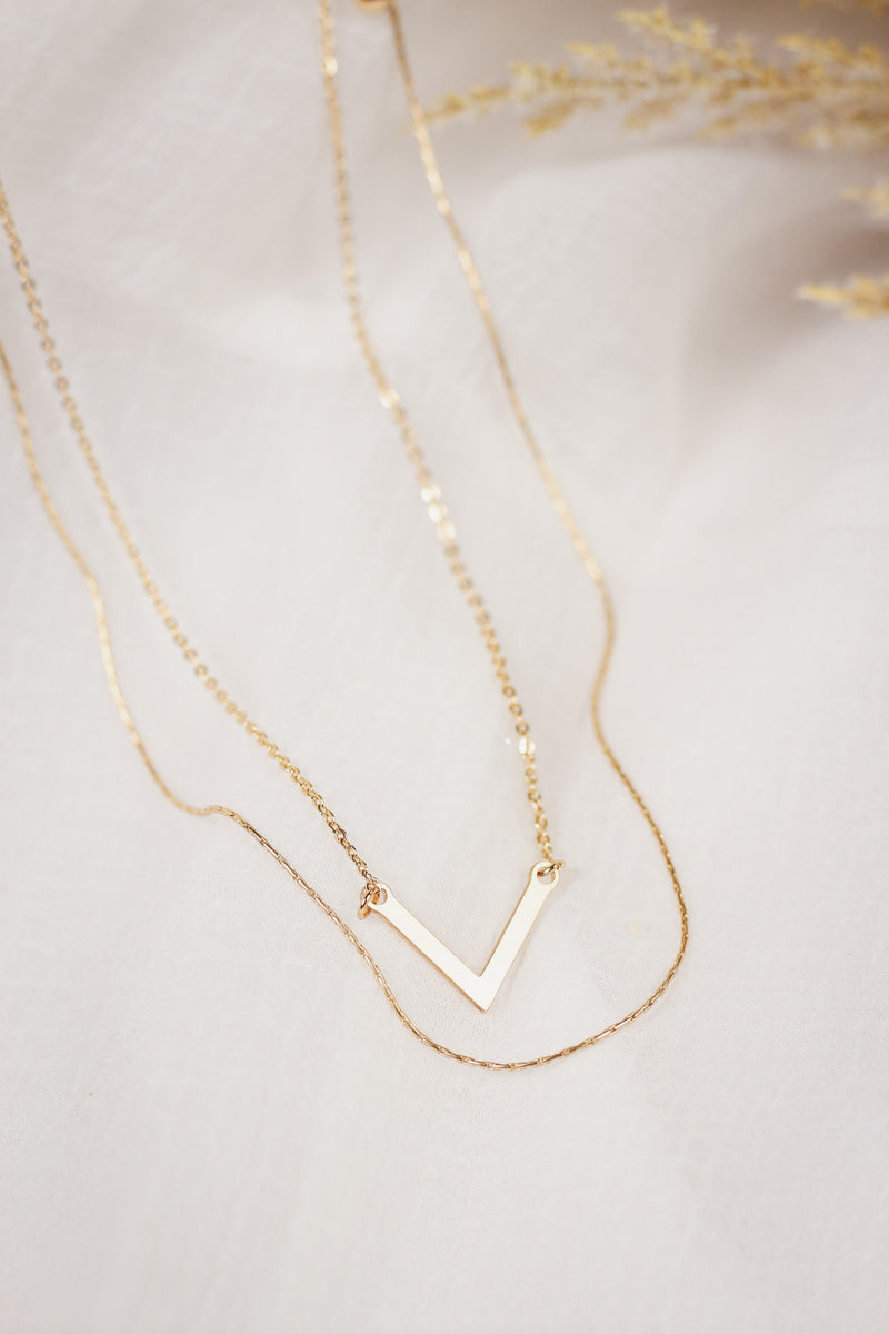 Gold 2 Layer Arrow Necklace