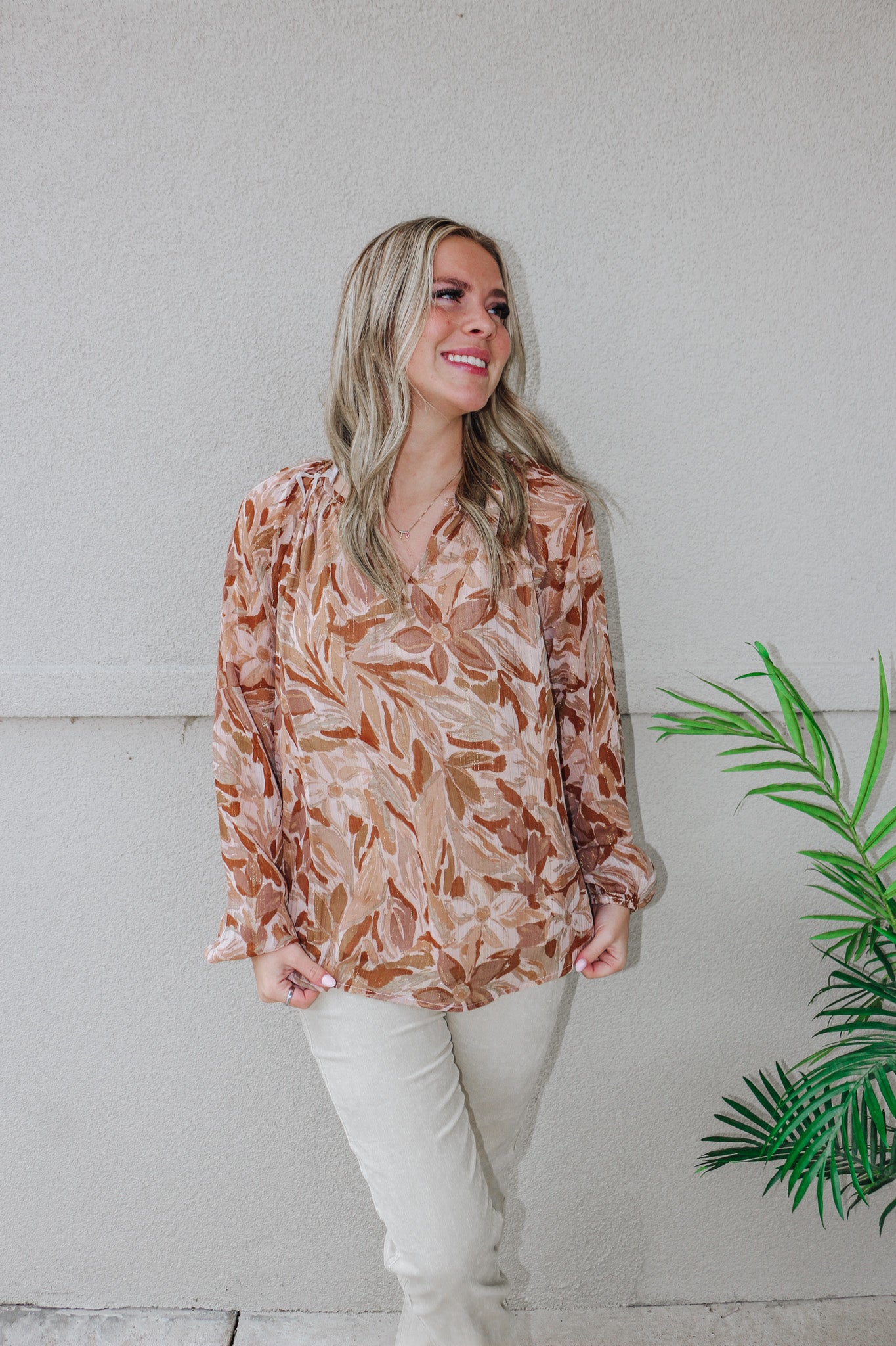 Lover Of Floral Mocha Blouse