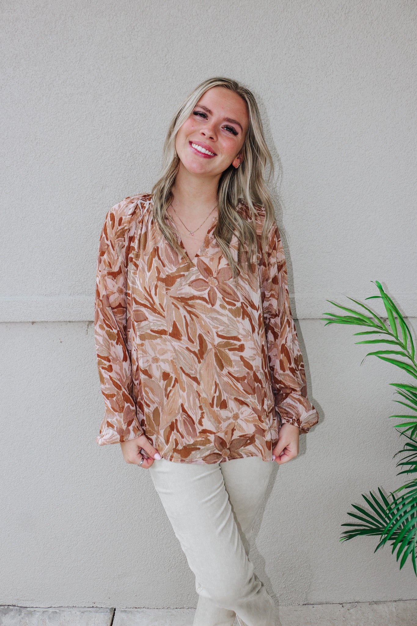 Lover Of Floral Mocha Blouse