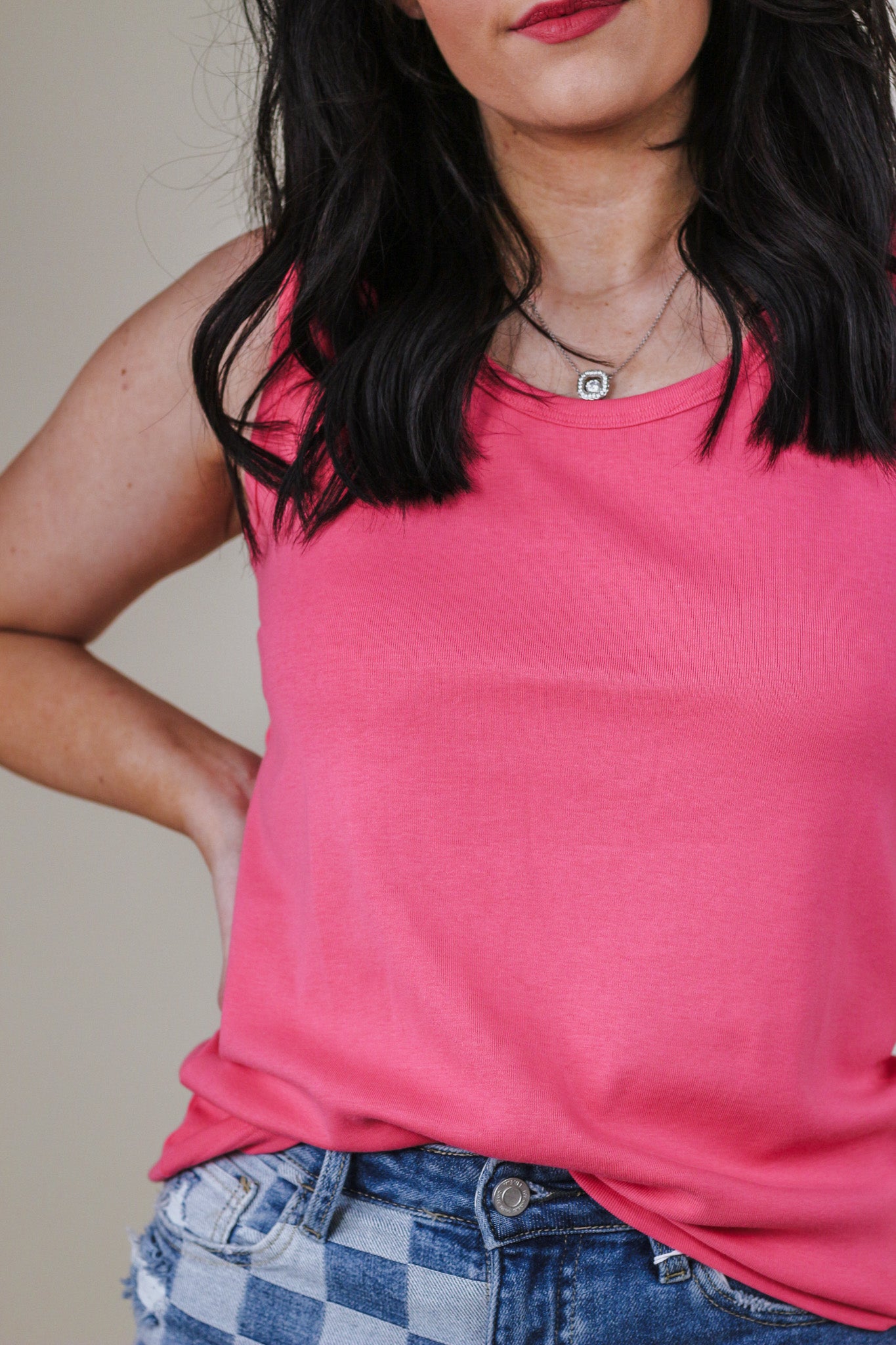 Wants And Needs Coral Ribbed Tank Top